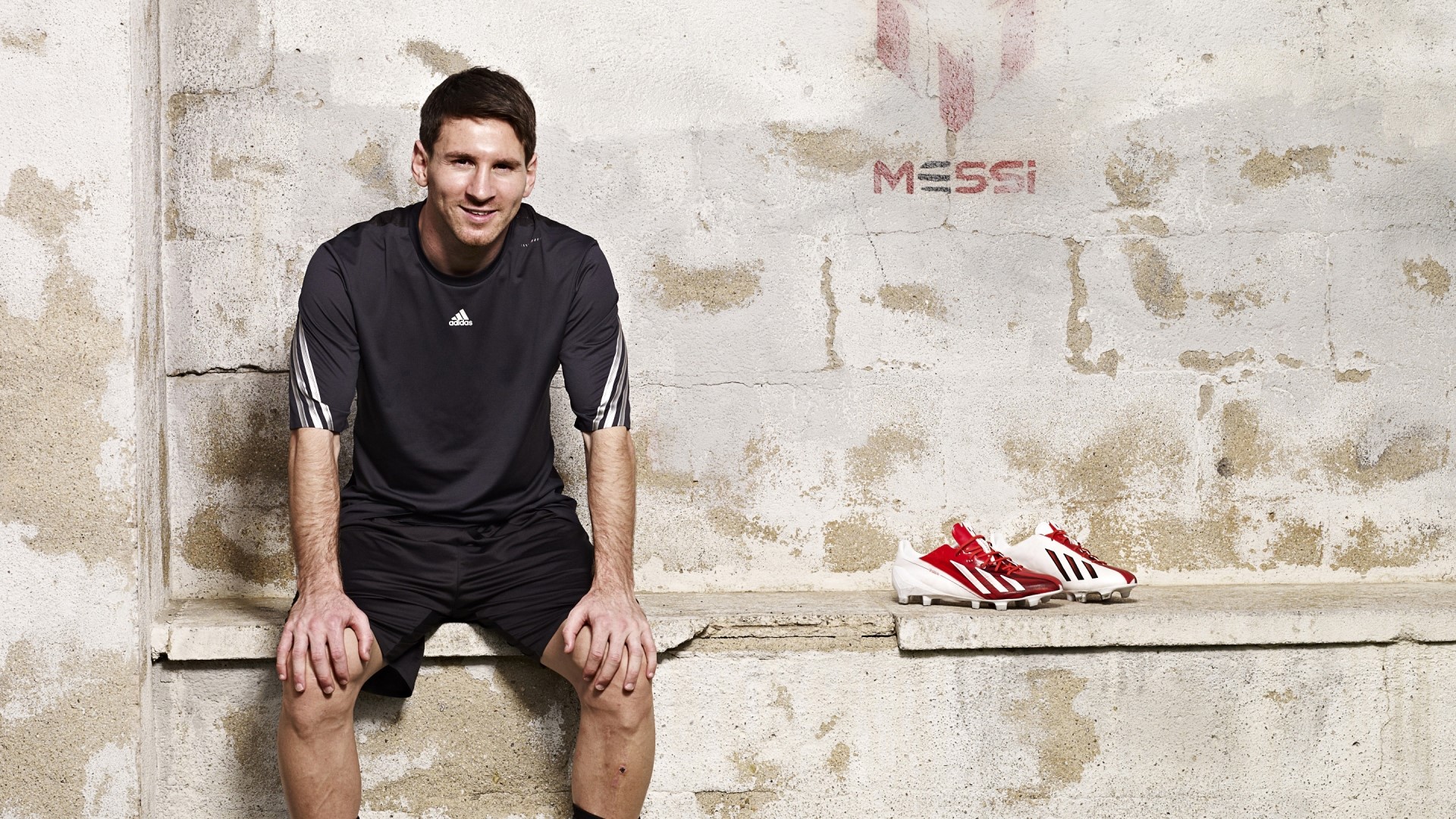 Lionel Messi with Adidas Soccer Cleats HD Wallpaper