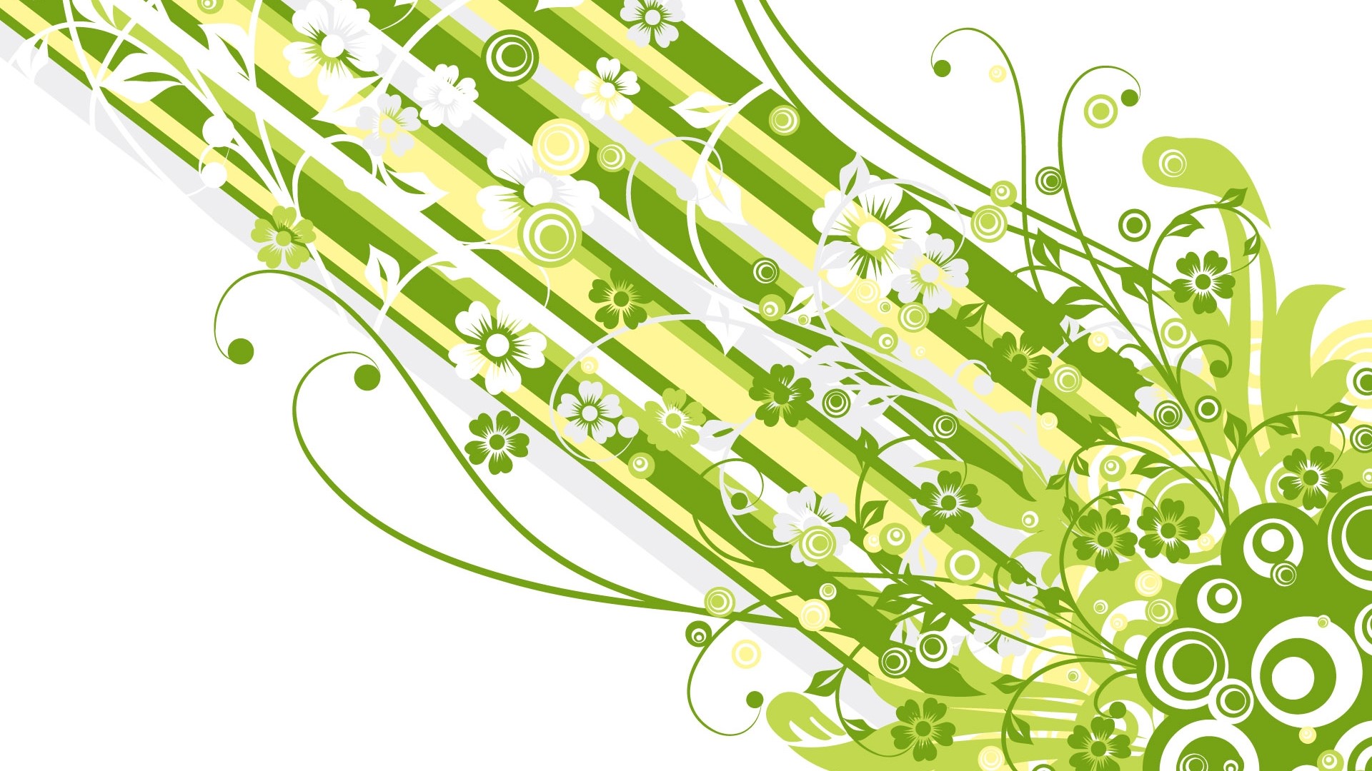 Green floral design with diagonal stripes HD Wallpaper