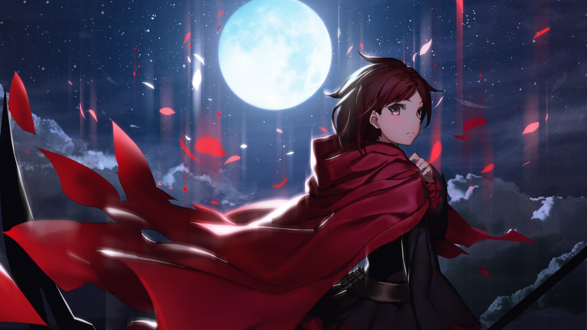Ruby Rose from RWBY under the moon HD Wallpaper