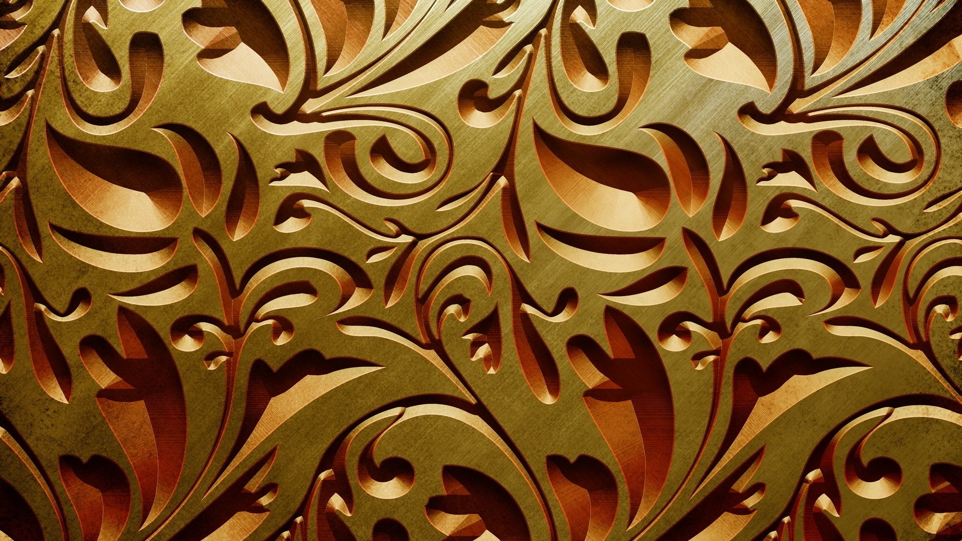 Gold floral embossed pattern HD Wallpaper