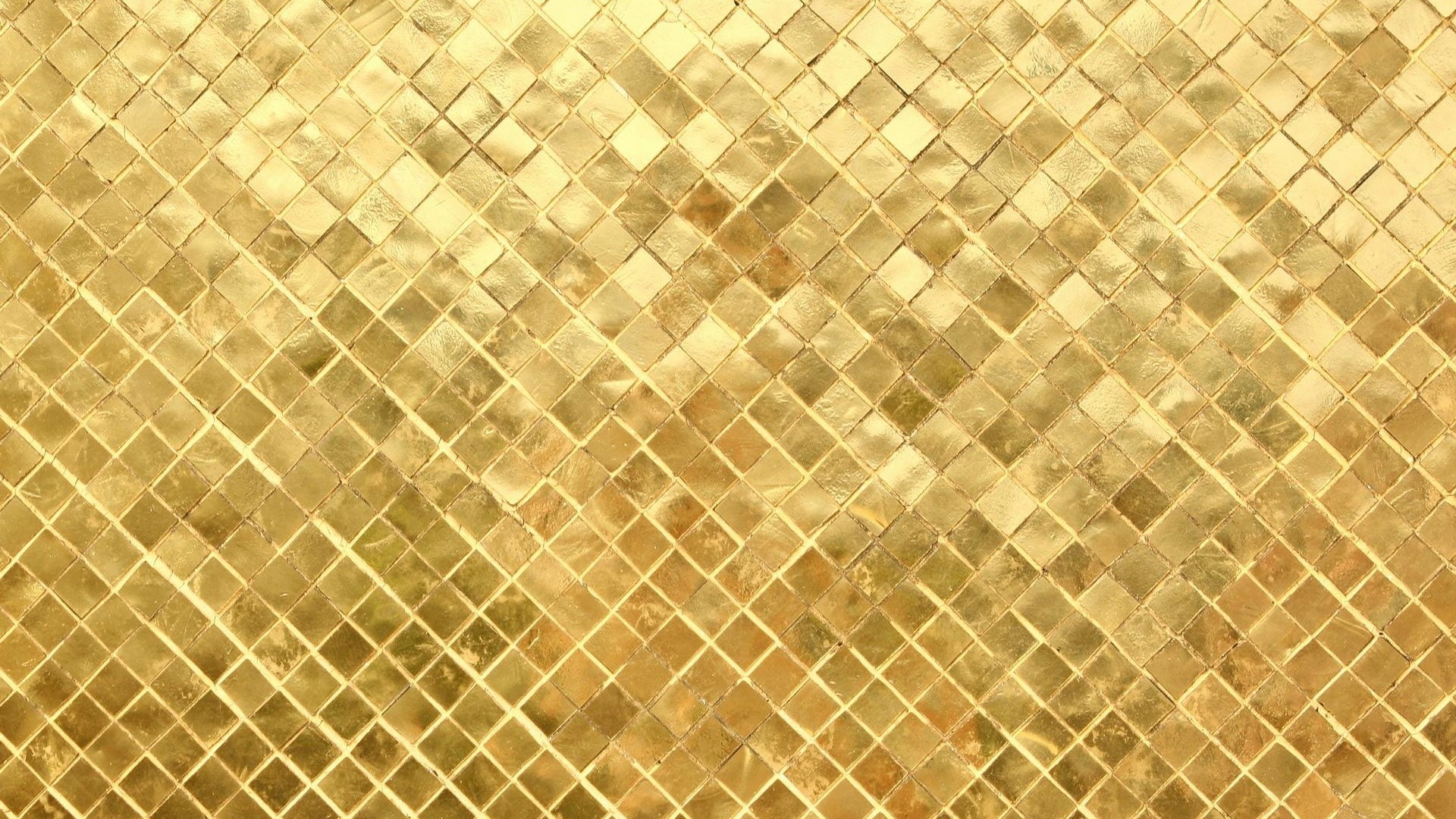 Gold Mosaic Tiles HD Wallpaper