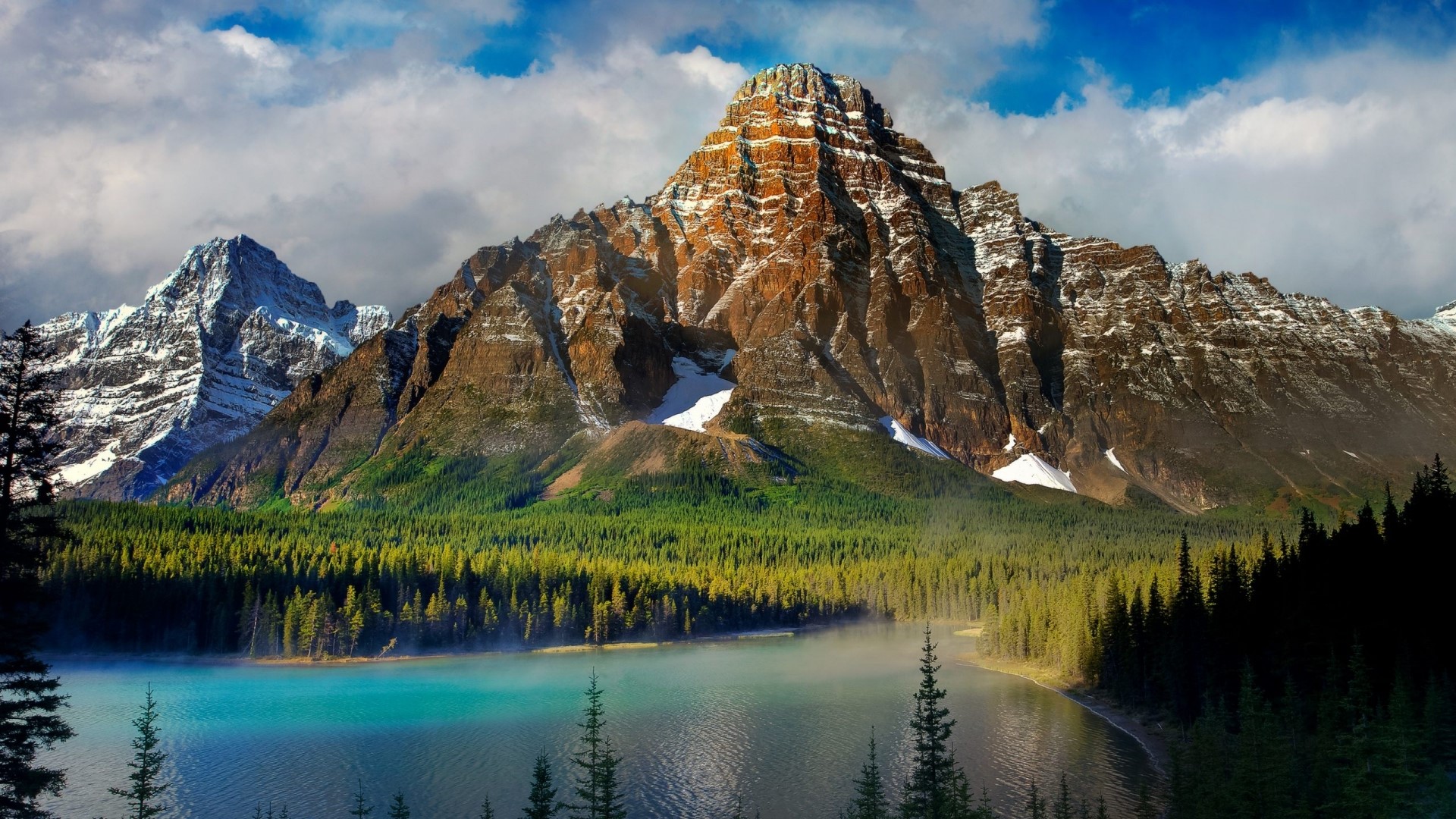 Rocky Mountain Scenery with Lake and Forest HD Wallpaper