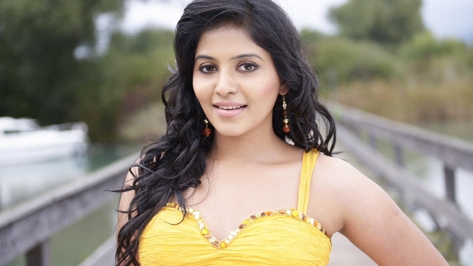 Anjali in a yellow dress HD Wallpaper