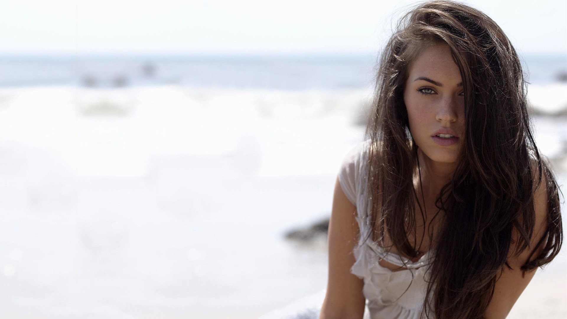 Megan Fox on the Beach HD Wallpaper