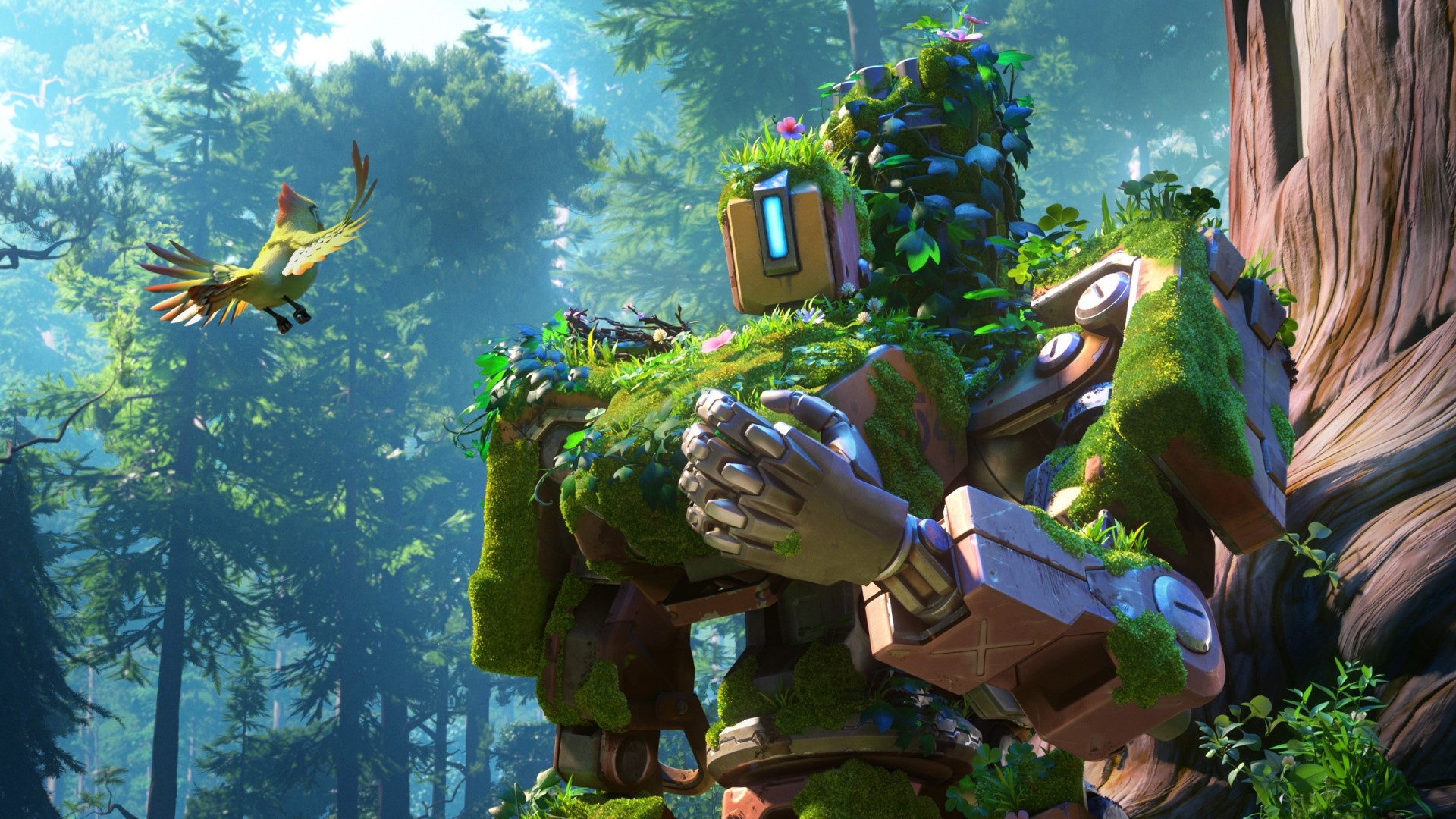 Bastion from Overwatch in a forest HD Wallpaper