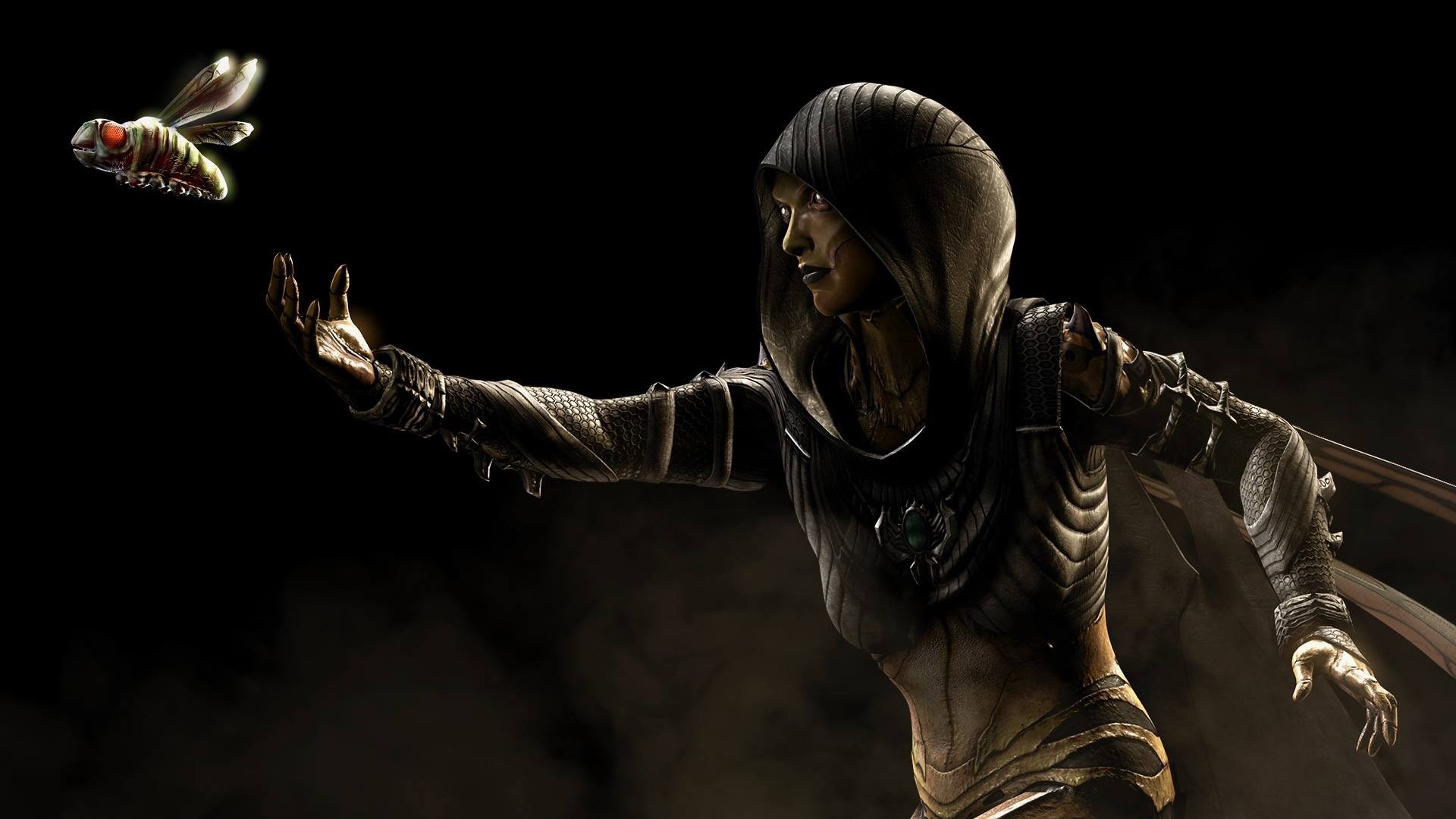 D'Vorah from Mortal Kombat X with a glowing insect HD Wallpaper