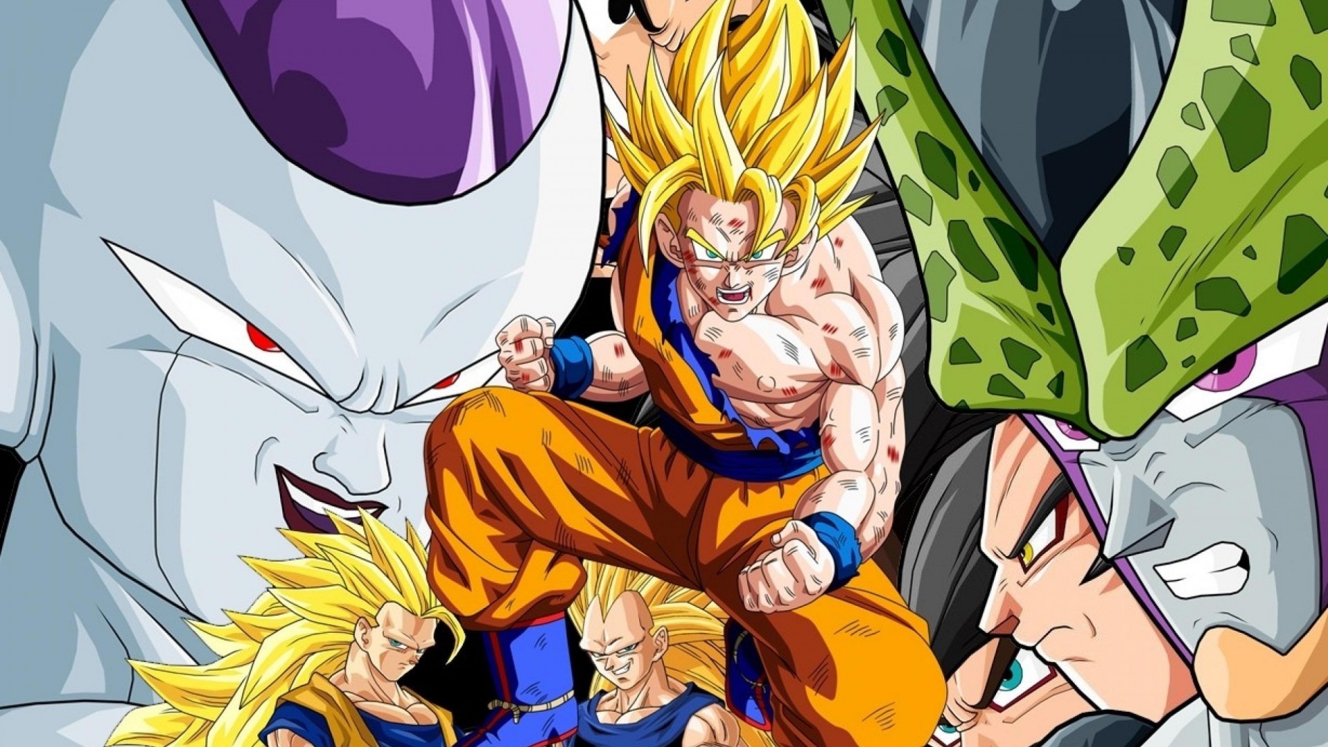 Goku and Enemies from Dragon Ball Z HD Wallpaper