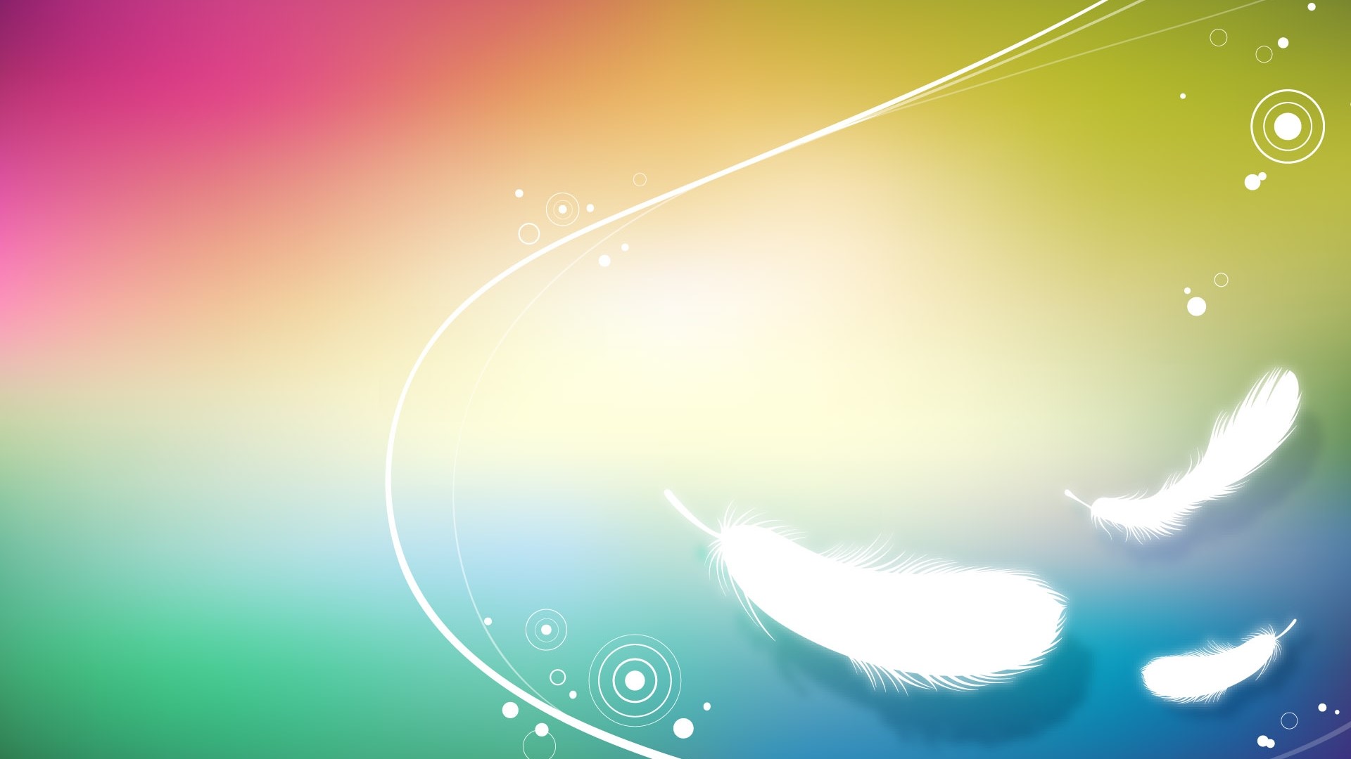 Colorful Gradient with Feathers and Swirls HD Wallpaper