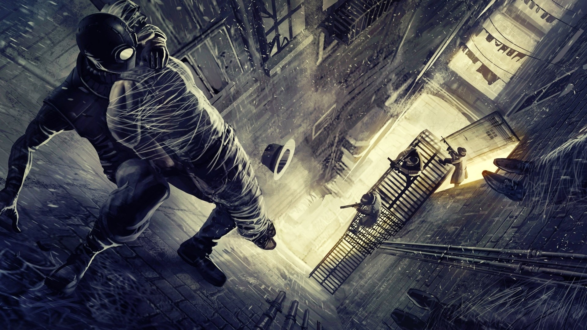 Spider-Man in a dark alleyway HD Wallpaper