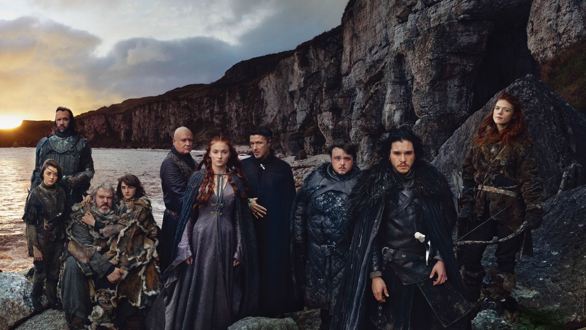 Game of Thrones characters posing by the sea HD Wallpaper