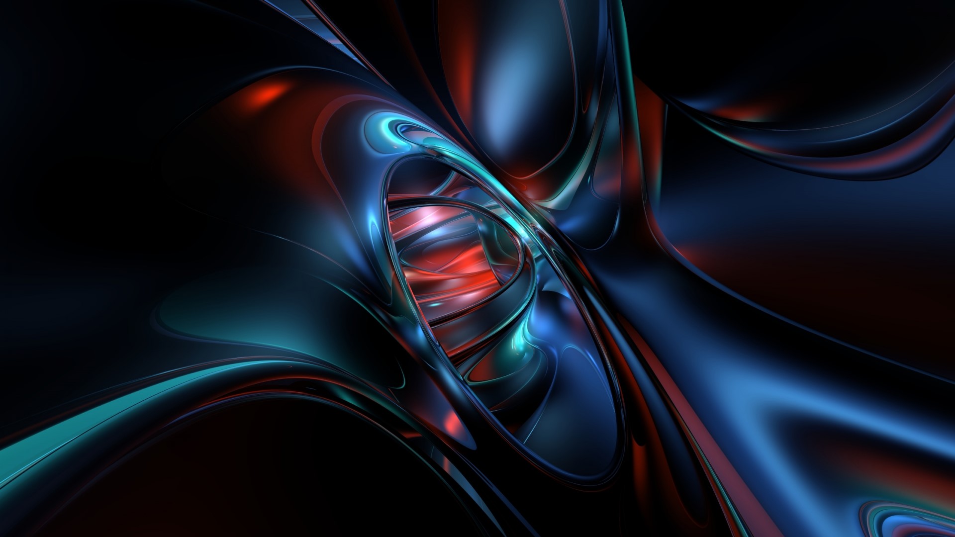 Abstract 3D Render with Red and Blue Tones HD Wallpaper