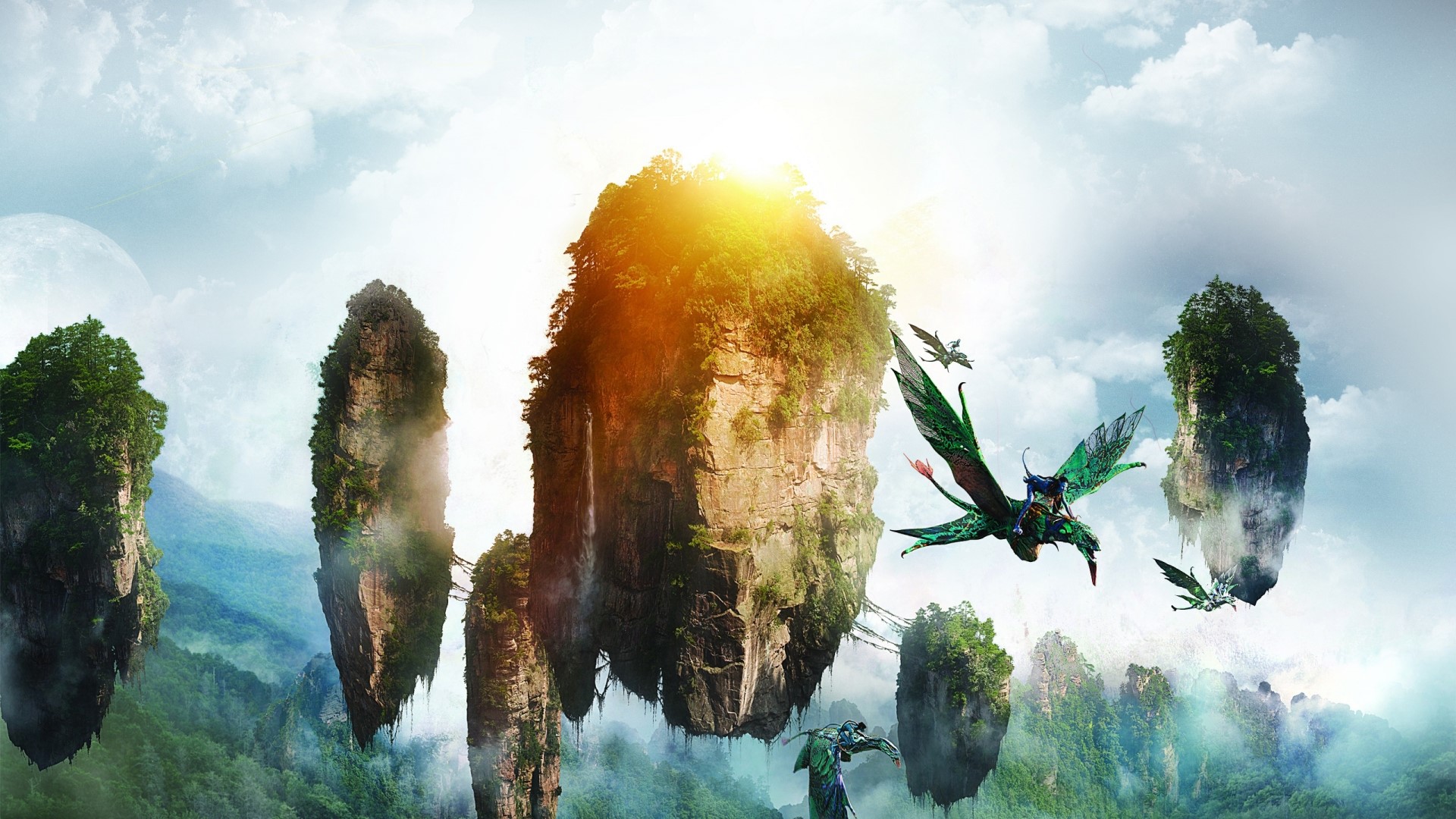 Avatar Mountains with Flying Creatures HD Wallpaper