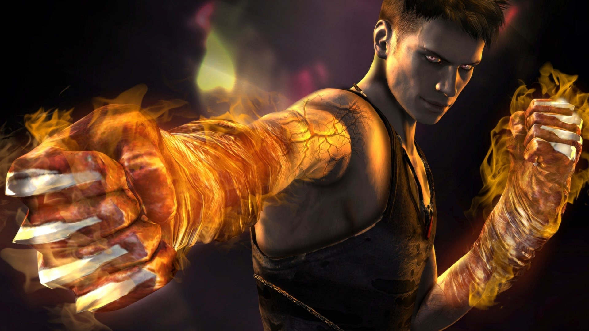 Dante from Devil May Cry with fiery arms HD Wallpaper