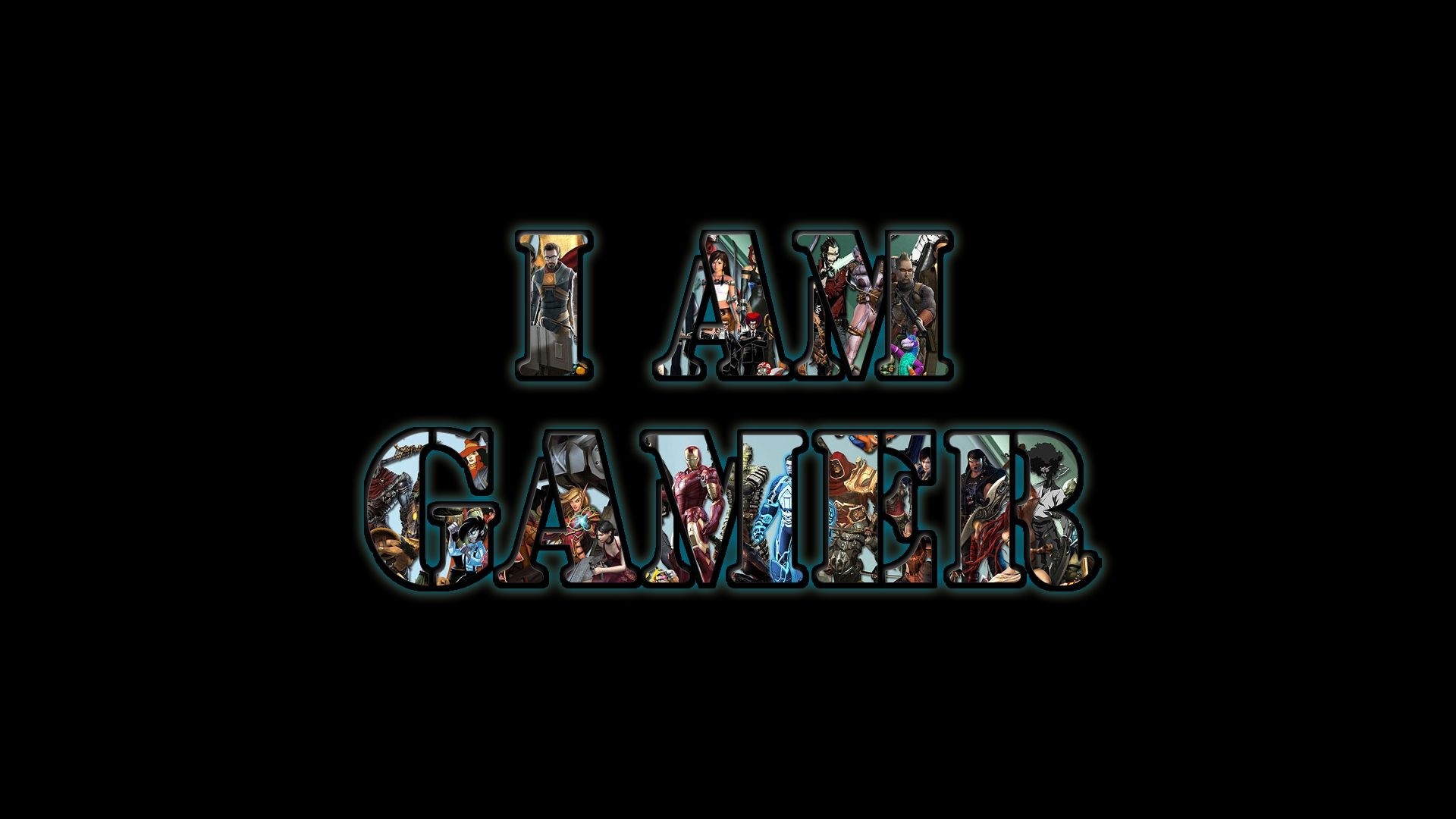 I Am Gamer text with comic characters HD Wallpaper