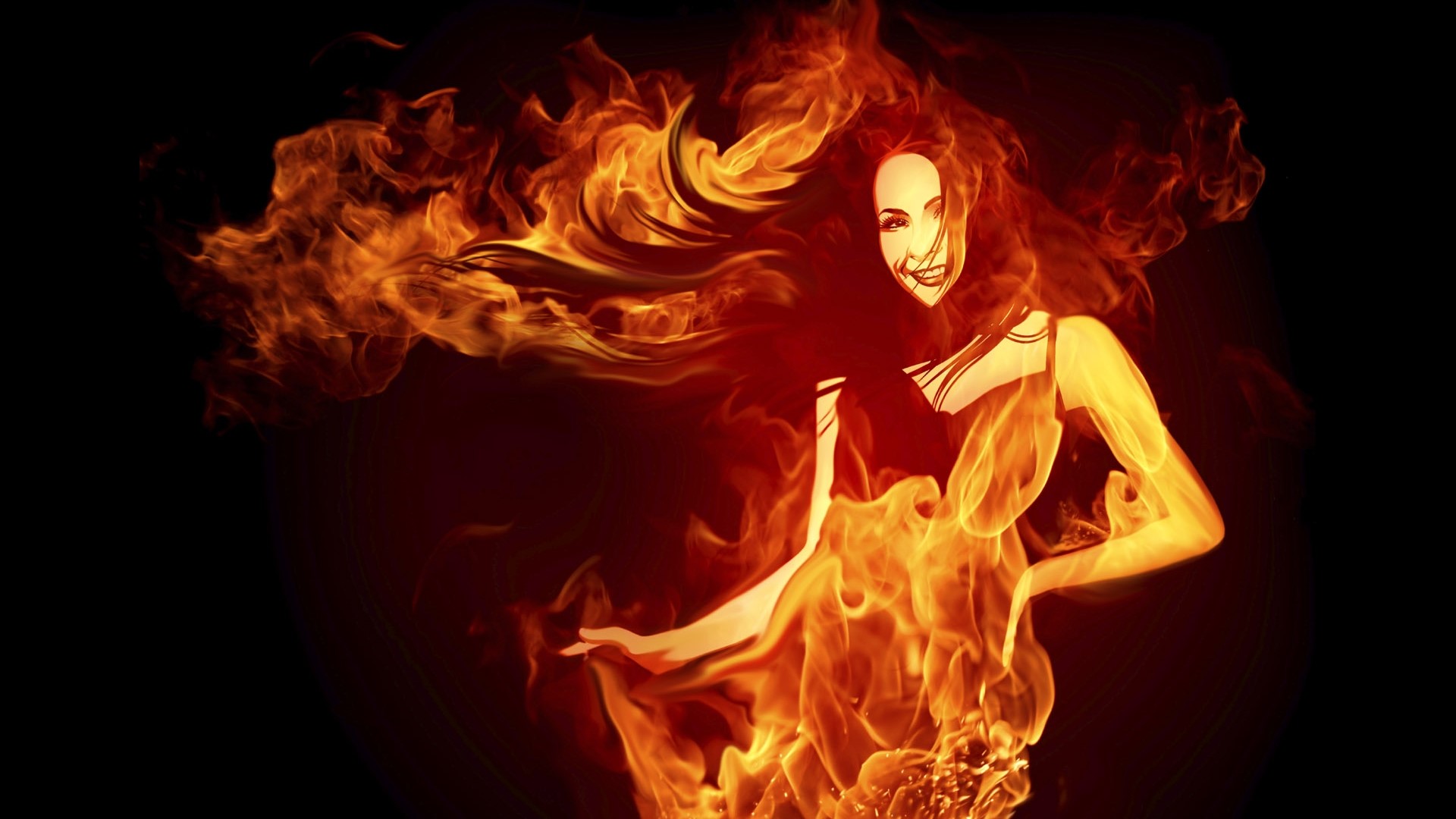 Woman made of fire HD Wallpaper
