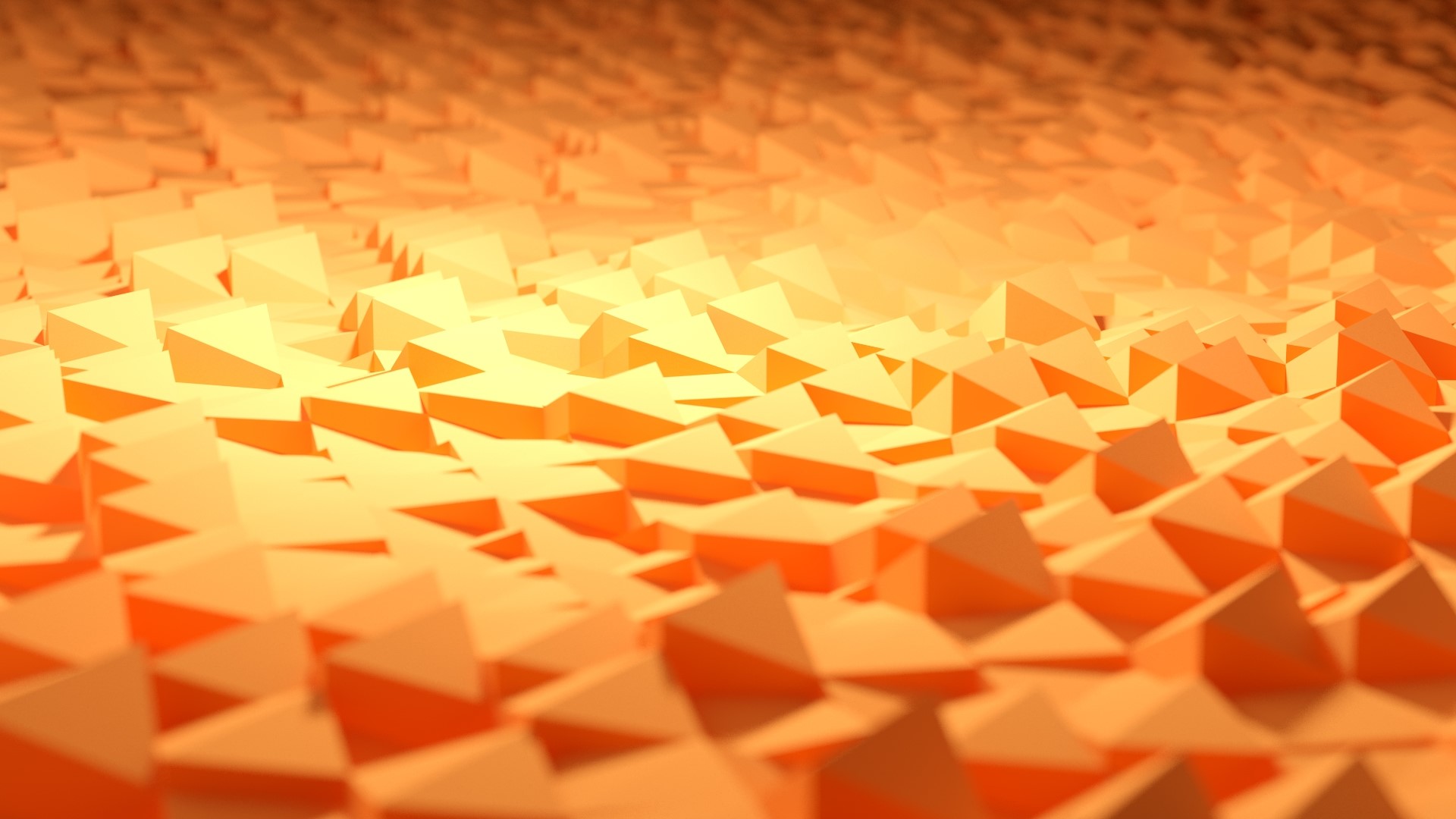 3D Geometric Orange Pyramids Background HD Wallpaper