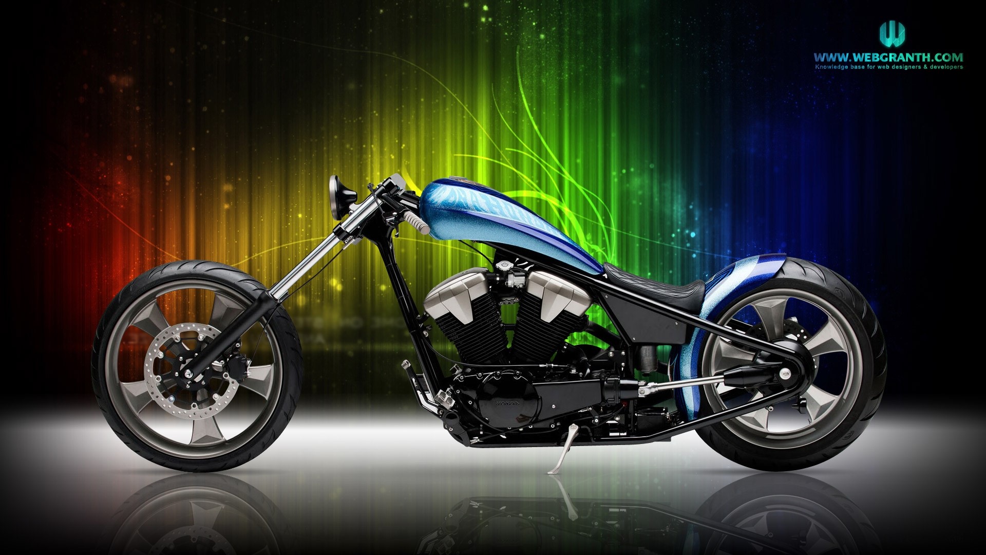 Custom Chopper Motorcycle with Abstract Background HD Wallpaper