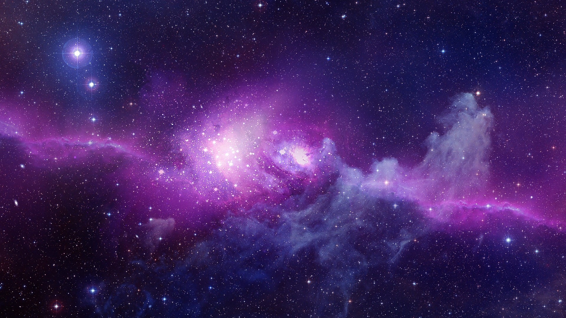 Purple and blue galaxy with stars HD Wallpaper
