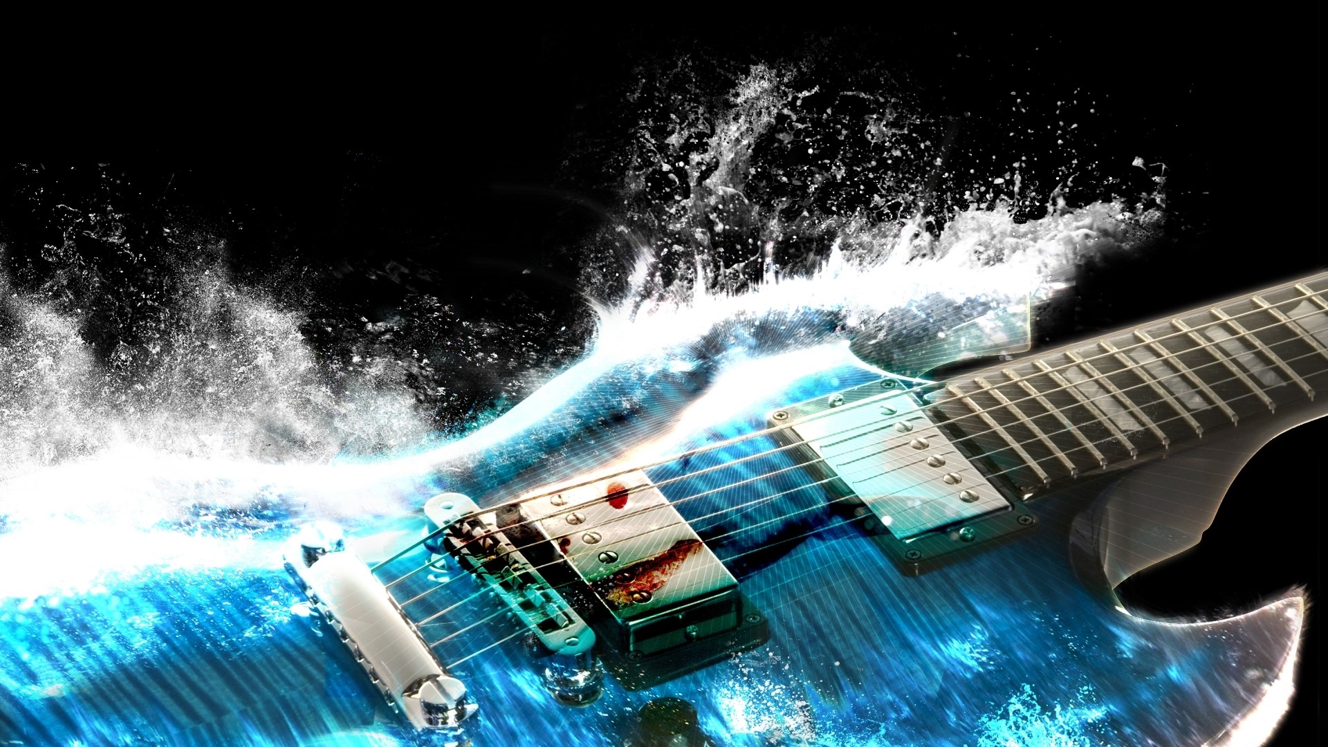 Electric guitar with water effects HD Wallpaper