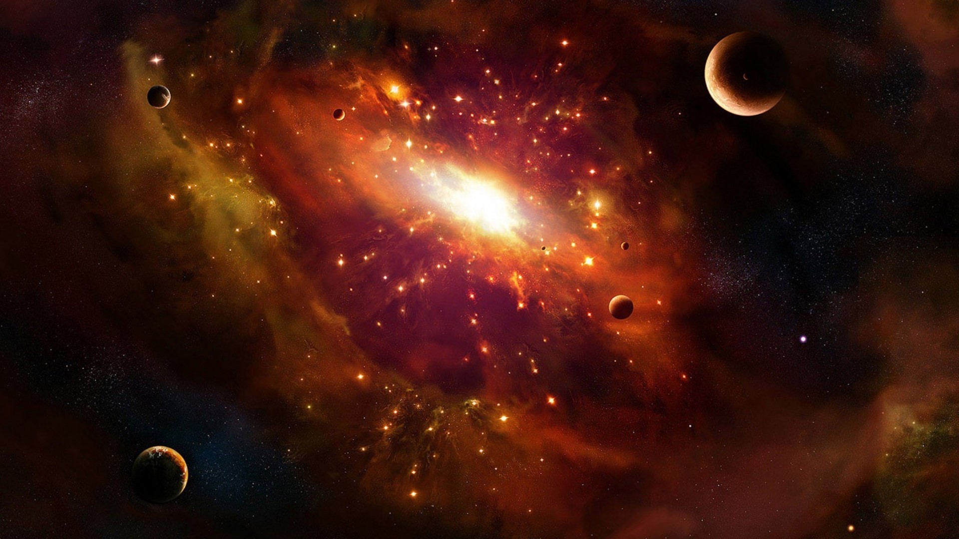 Galaxy with planets and stars HD Wallpaper
