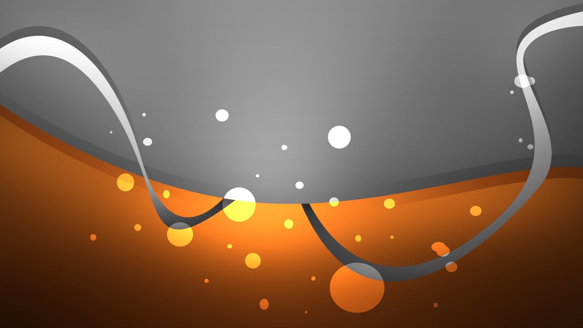 Abstract Orange and Gray Waves with Bubbles HD Wallpaper