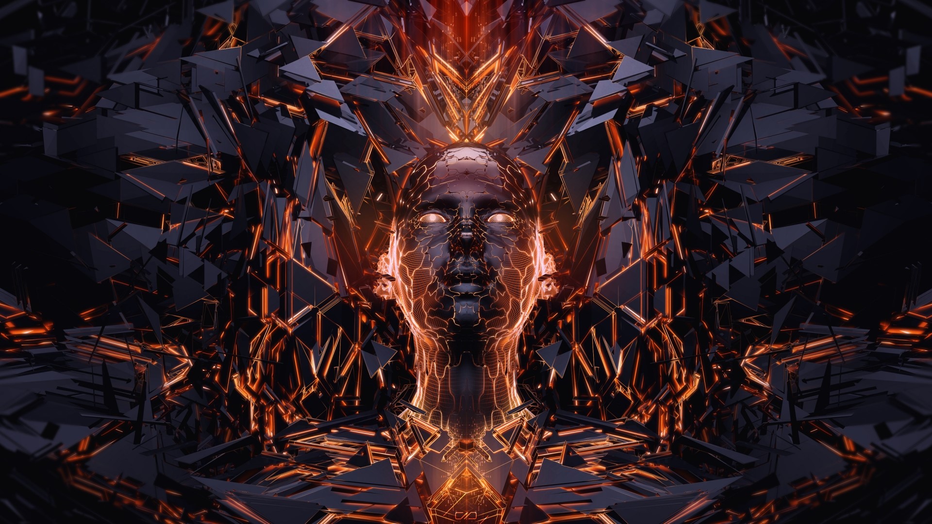3D Digital Face with Geometric Background HD Wallpaper