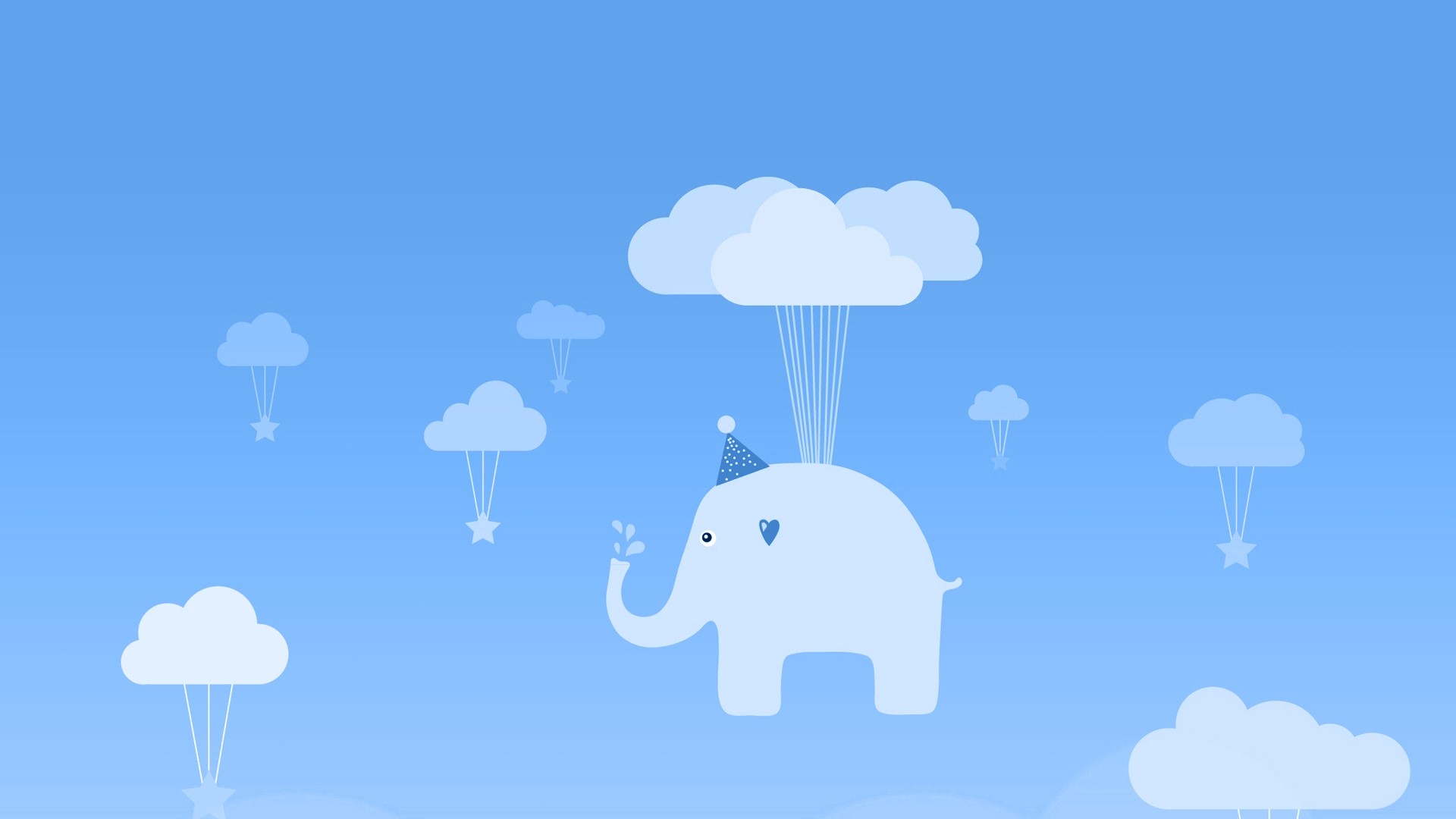Elephant parachuting from clouds HD Wallpaper