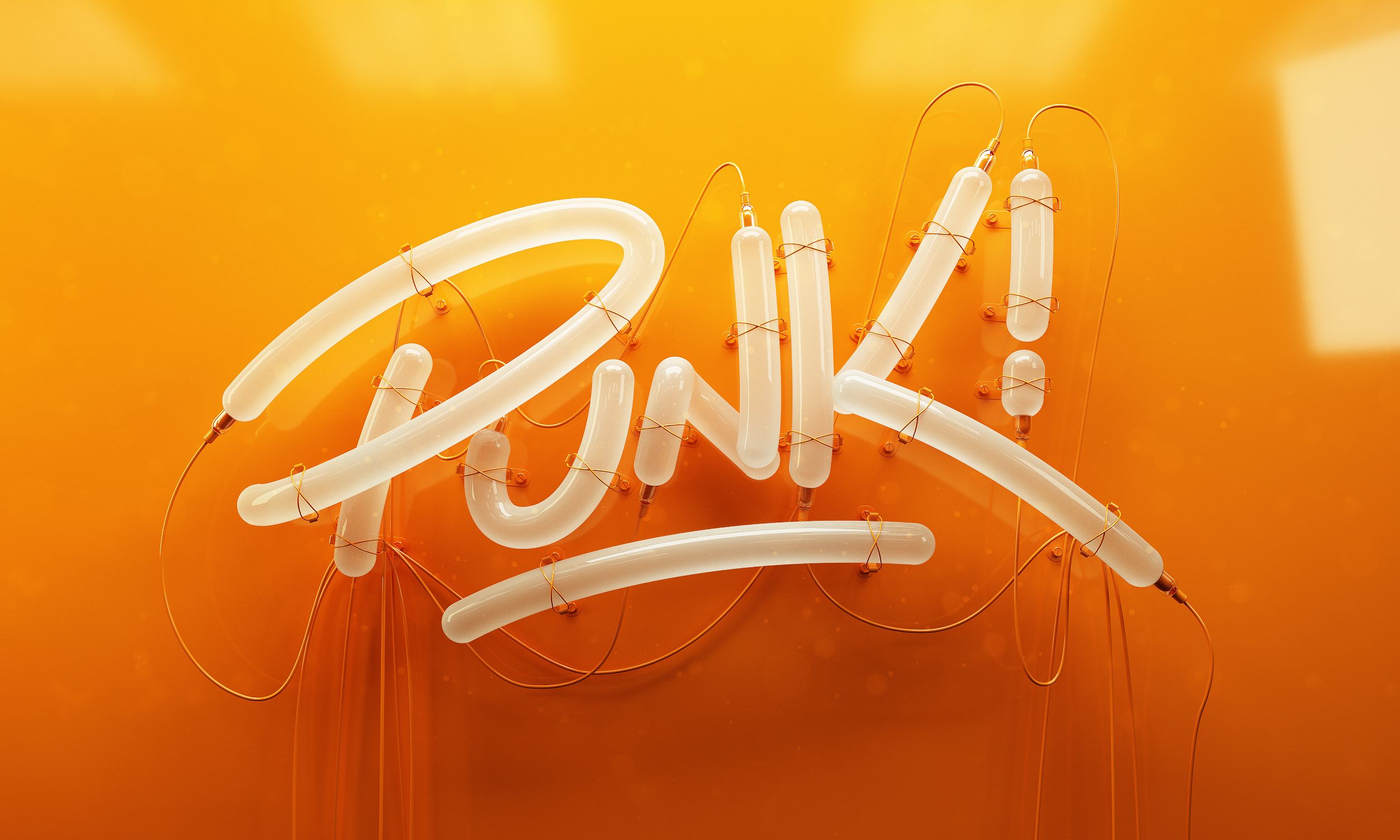 Punk neon sign on orange background HD Wallpaper
