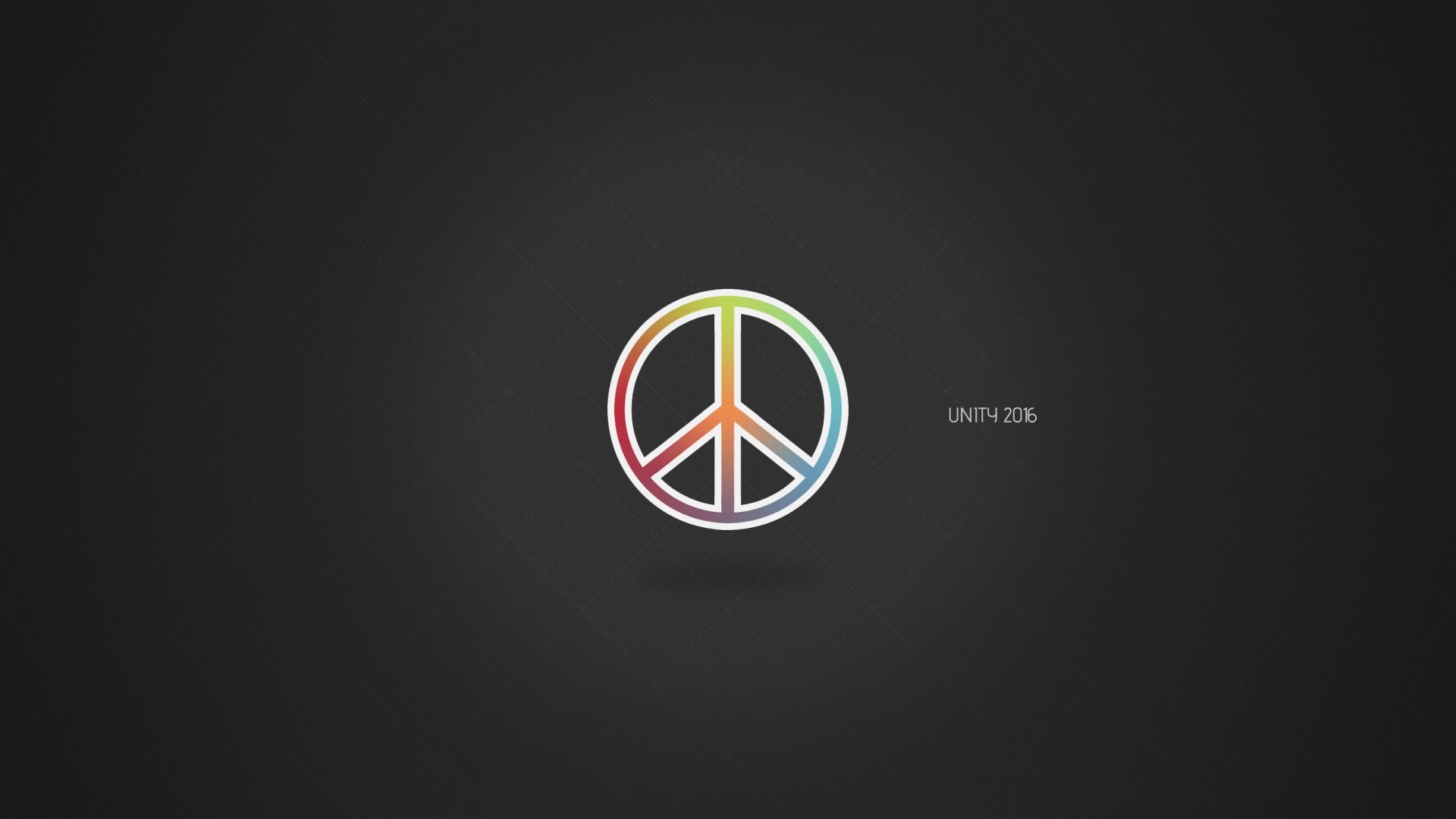 Peace symbol with rainbow gradient and "UNITY 2016" HD Wallpaper