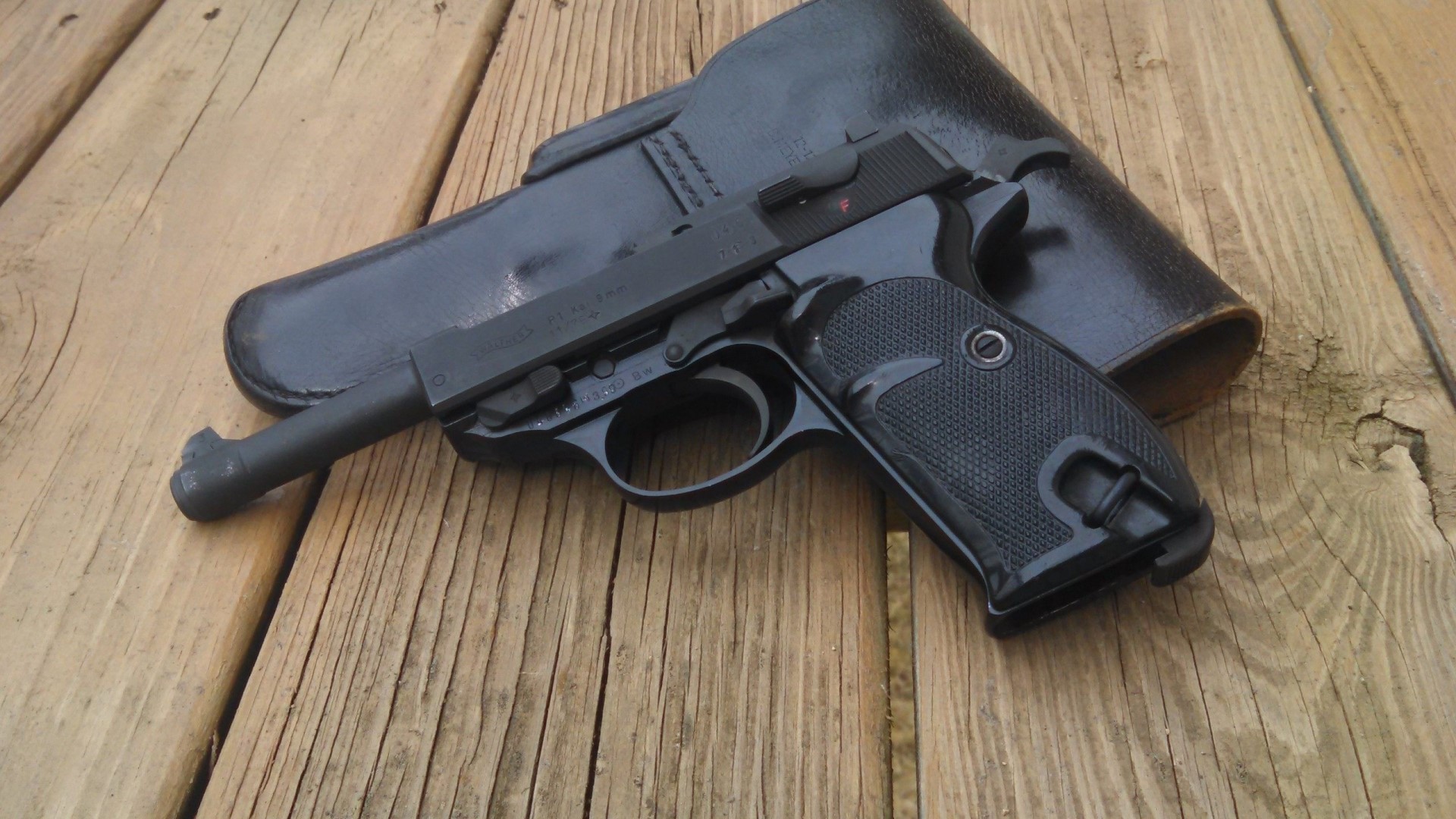 Walther P1 Pistol with Holster HD Wallpaper