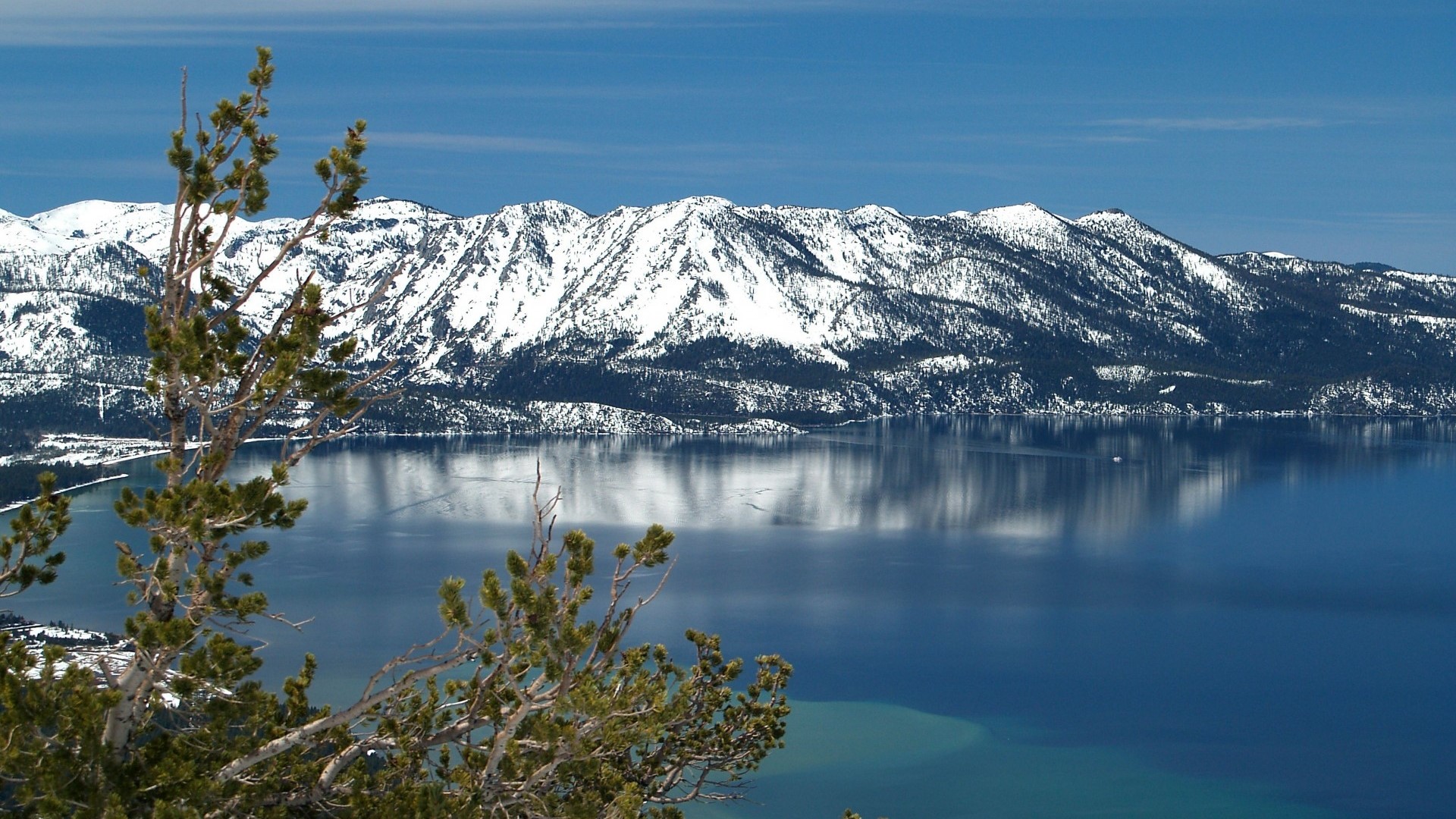 Snowy Mountains Reflecting in a Lake HD Wallpaper