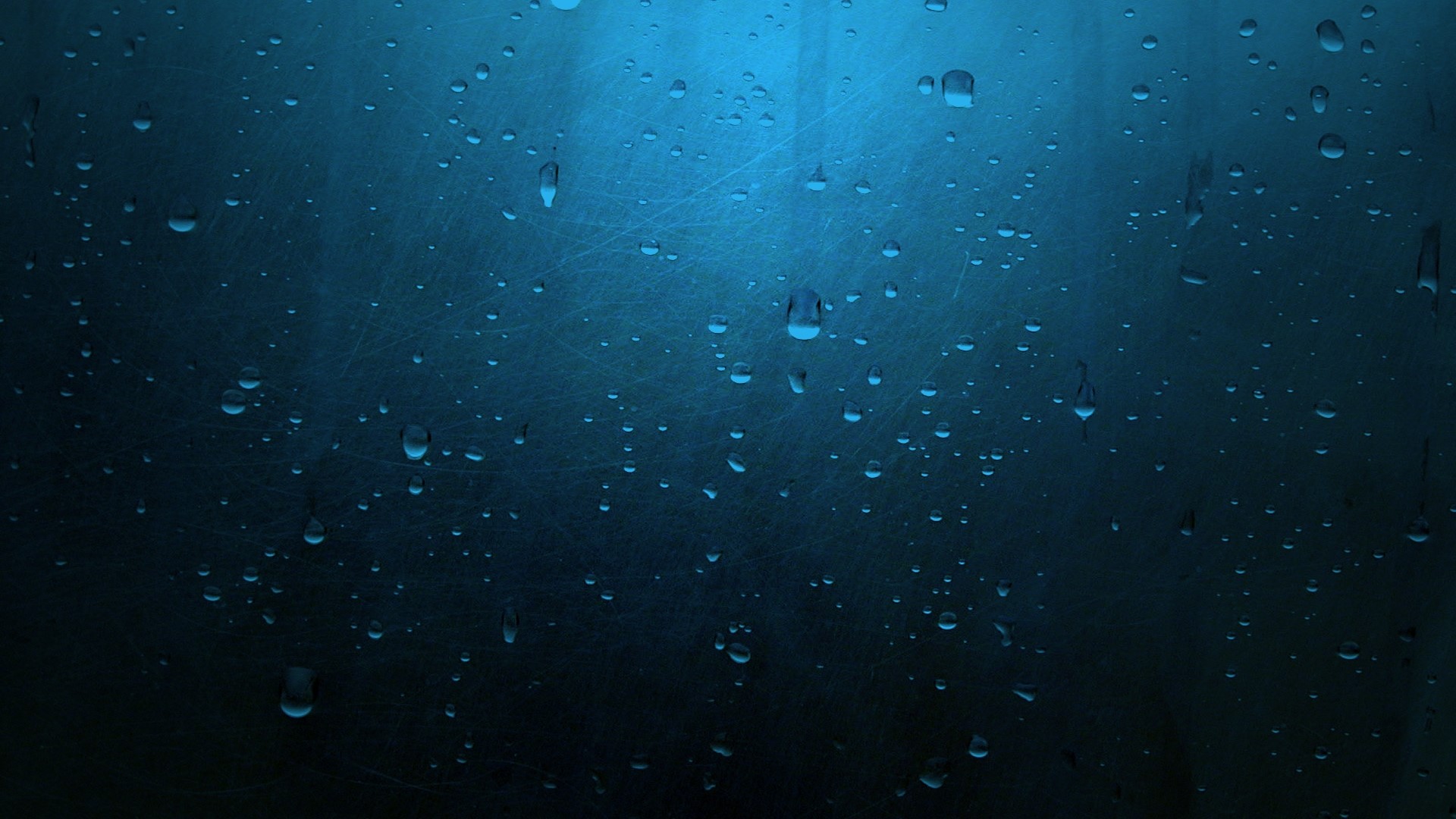 Water Drops on Blue Glass Surface HD Wallpaper