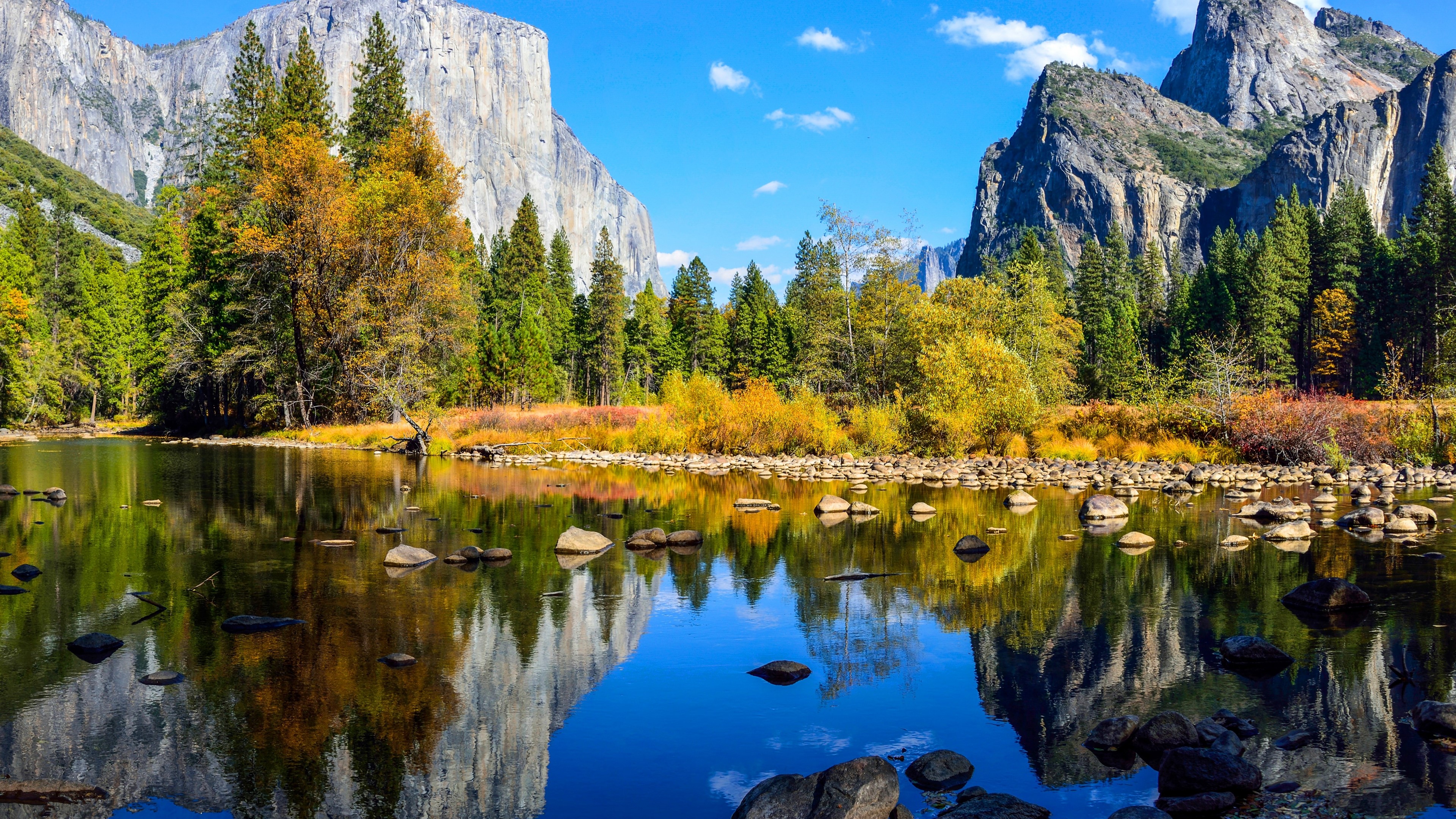 Yosemite National Park with El Capitan and Merced River HD Wallpaper