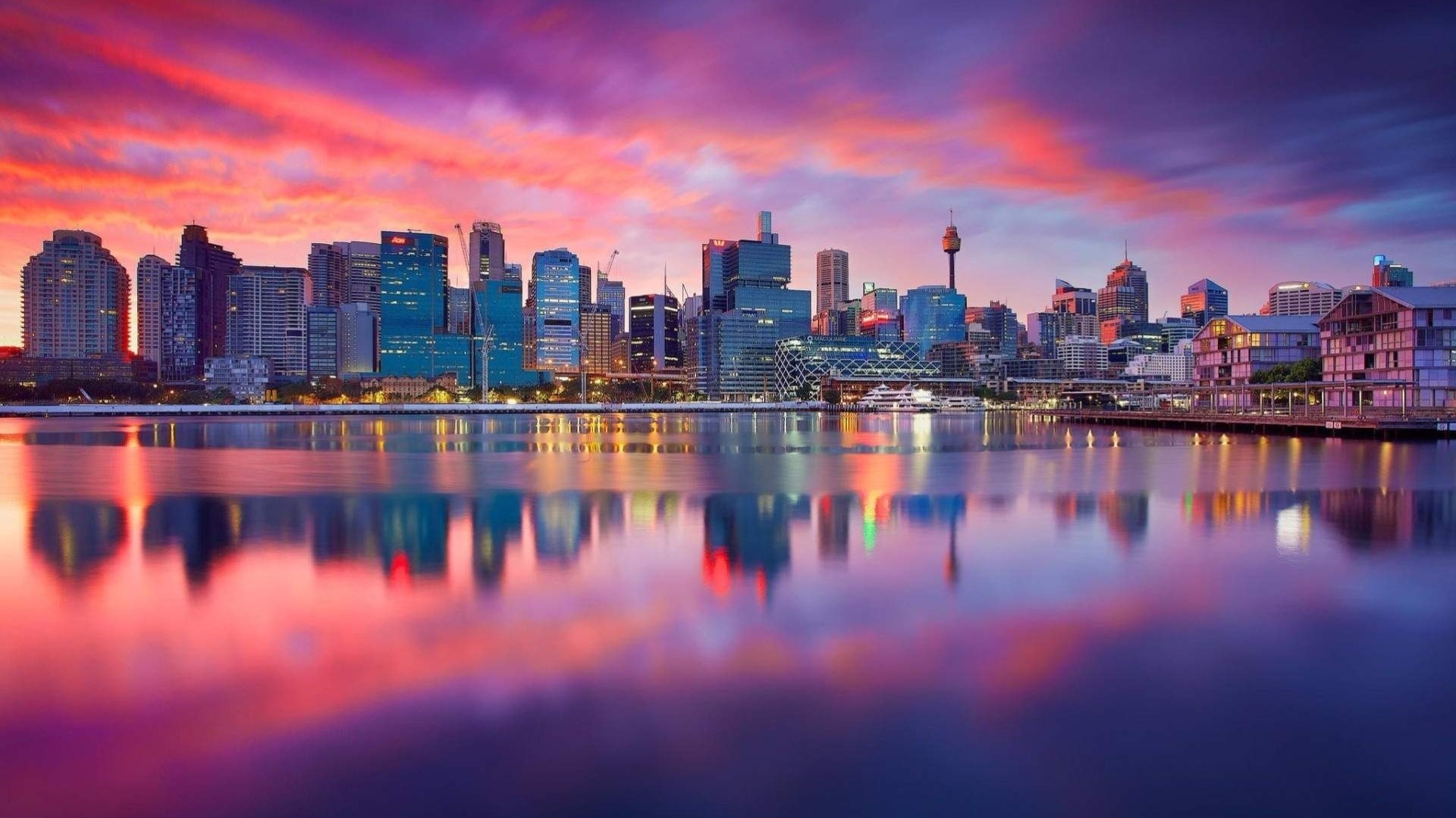 Sydney Skyline at Sunset HD Wallpaper