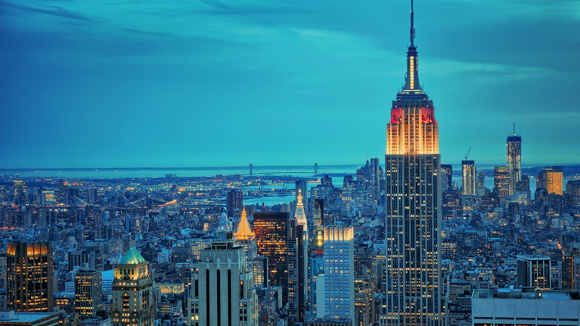 Empire State Building at Night in New York City HD Wallpaper