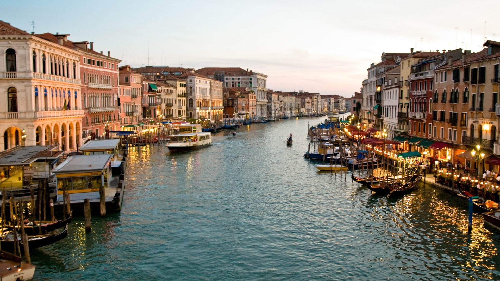 Venice Canal with Boats and Buildings HD Wallpaper