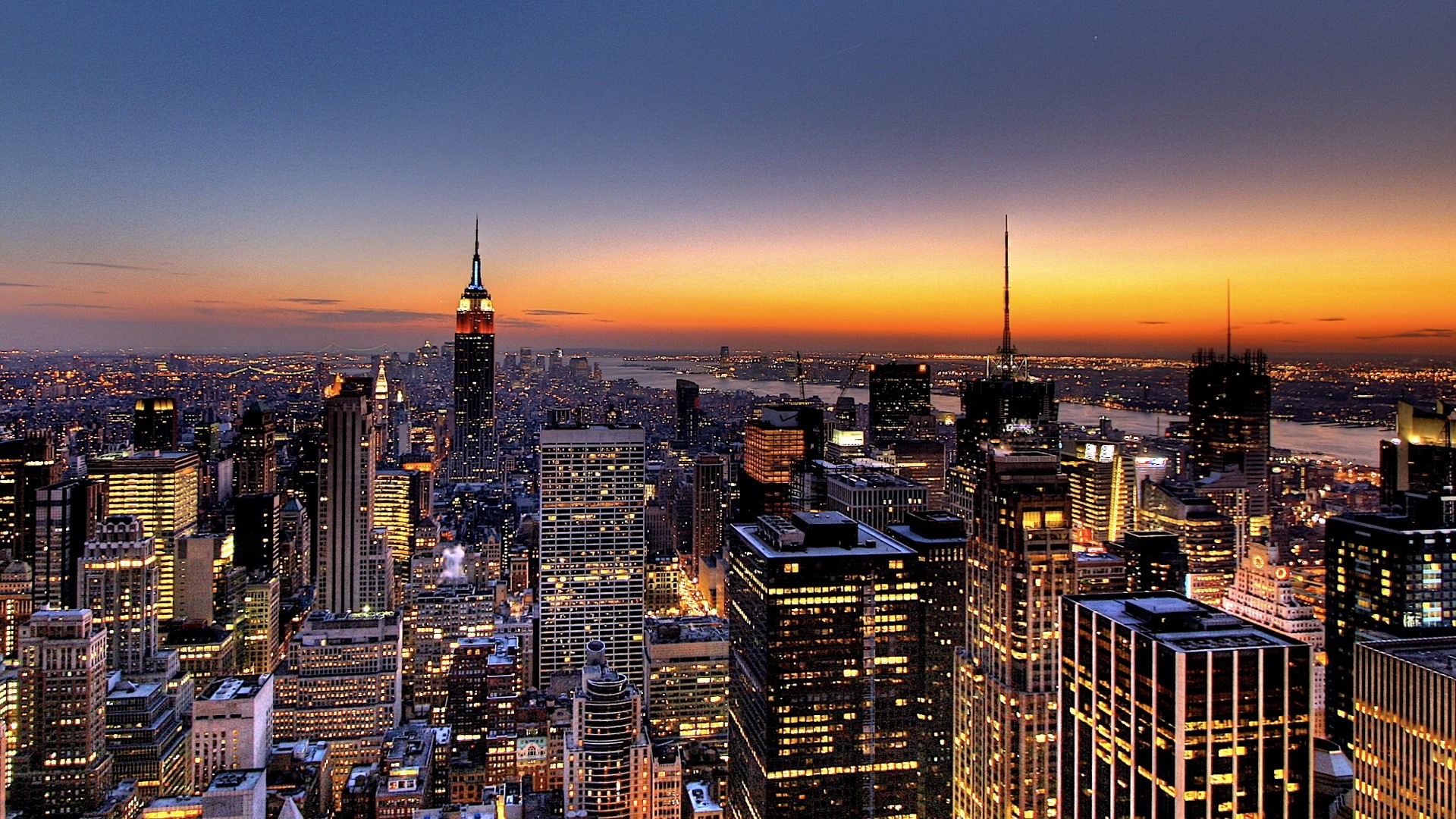 New York City Skyline at Dusk HD Wallpaper