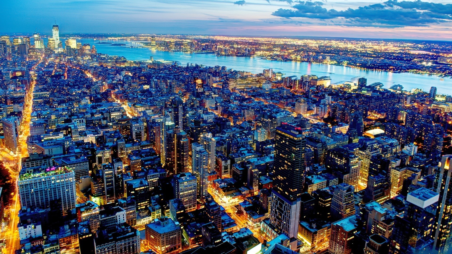New York City Skyline at Dusk HD Wallpaper