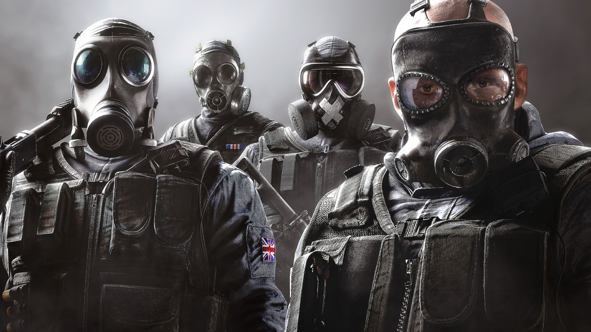 Four soldiers in gas masks from Tom Clancy's Rainbow Six Siege HD Wallpaper