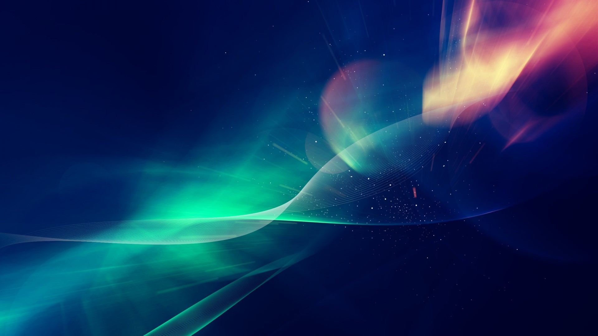 Abstract Nebula with Green and Pink Light Streaks HD Wallpaper