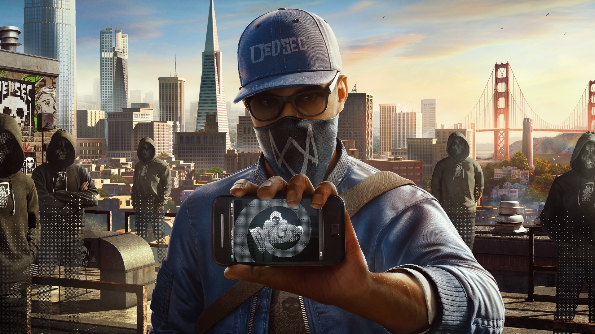 Marcus Holloway and DedSec hackers in San Francisco HD Wallpaper
