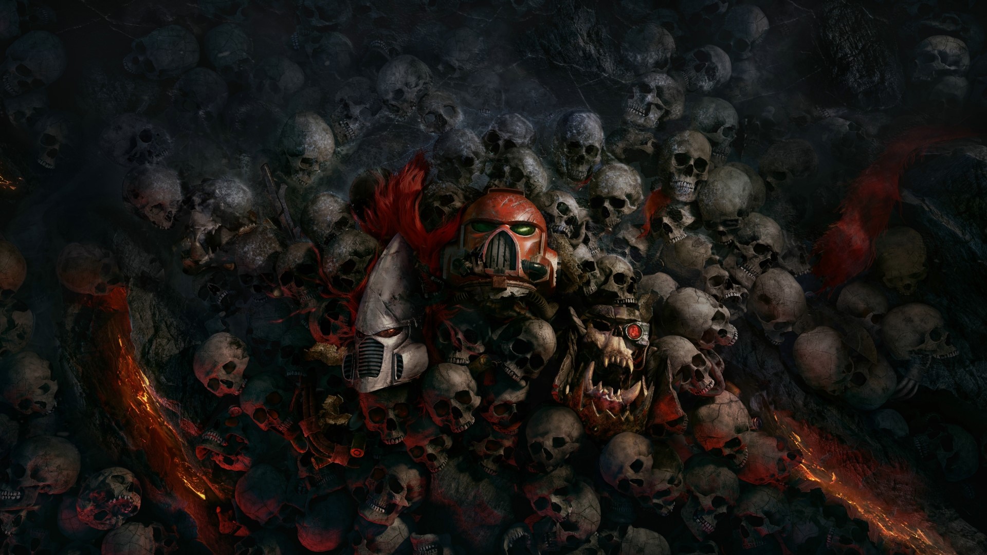 Warhammer 40,000: Dawn of War III Skulls and Space Marine HD Wallpaper