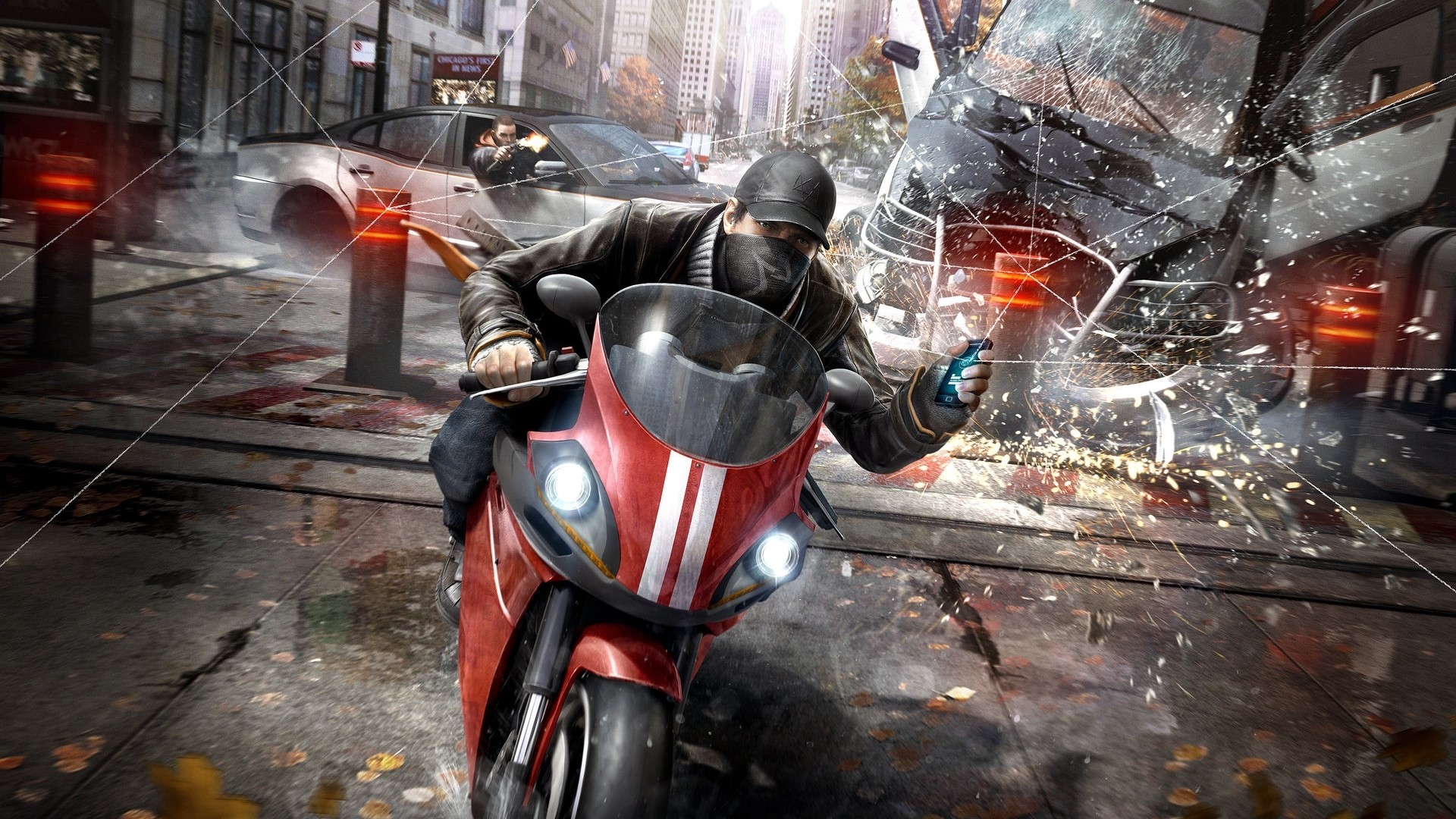 Aiden Pearce from Watch Dogs on a motorcycle HD Wallpaper