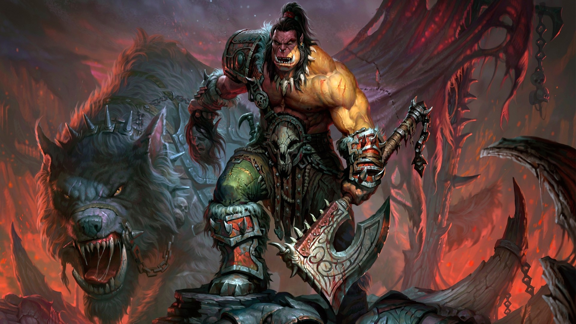 Orc and wolf from World of Warcraft HD Wallpaper