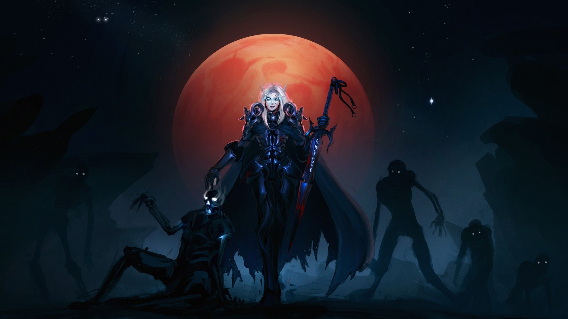 Blood Elf from World of Warcraft with undead minions HD Wallpaper