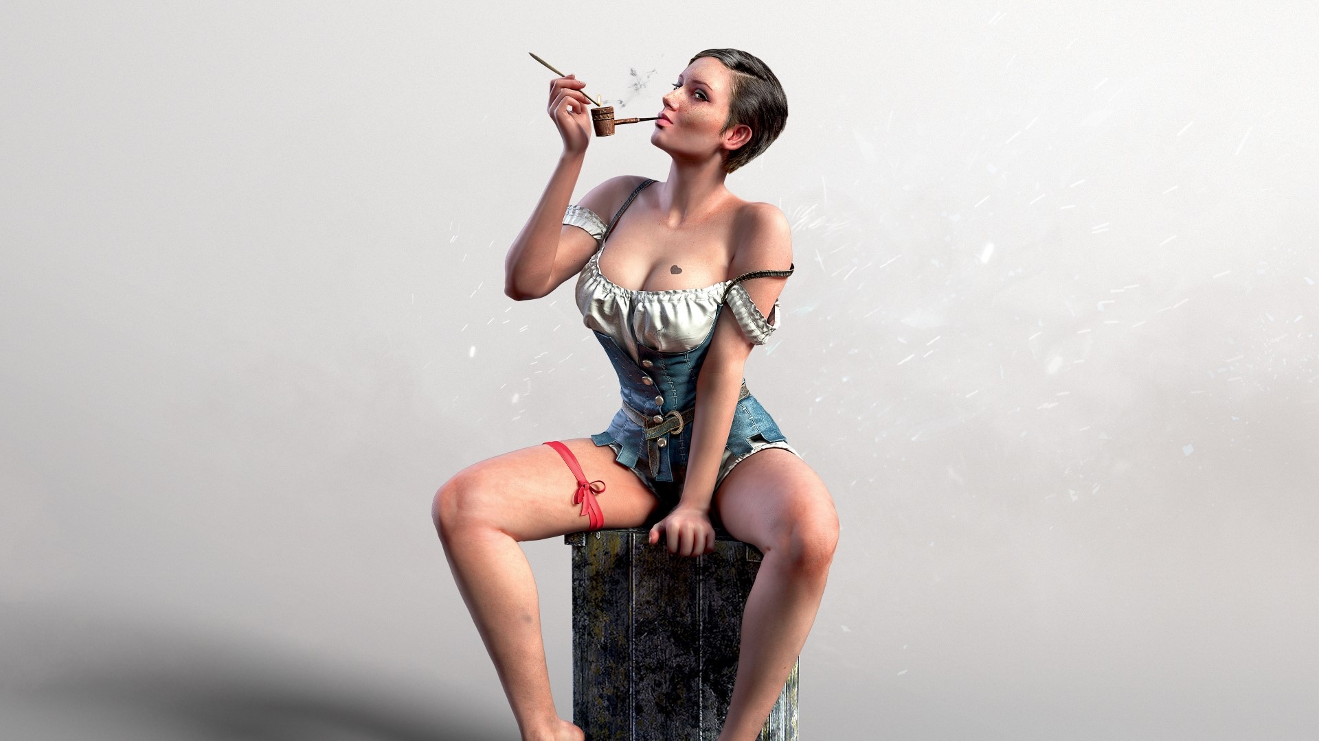 Woman smoking pipe from The Witcher 3 HD Wallpaper