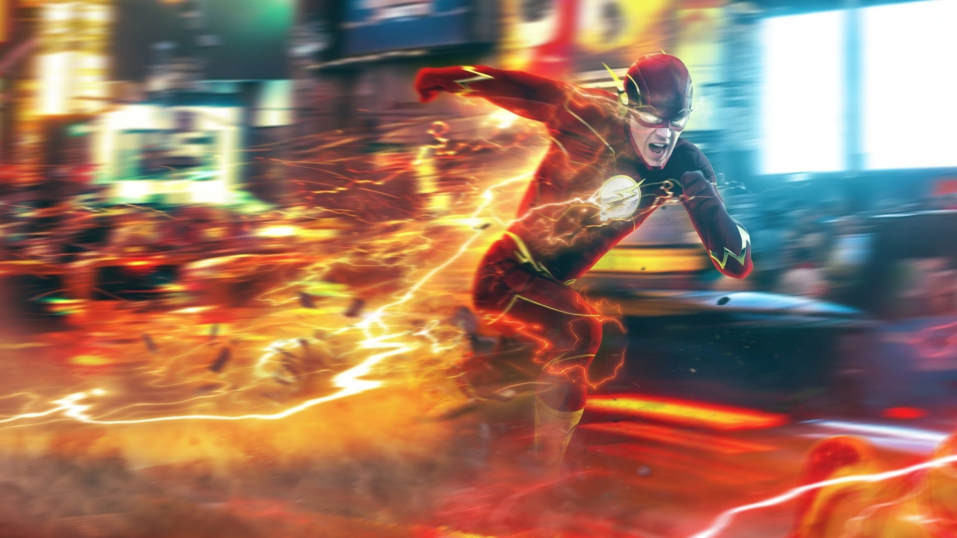 The Flash running with lightning HD Wallpaper