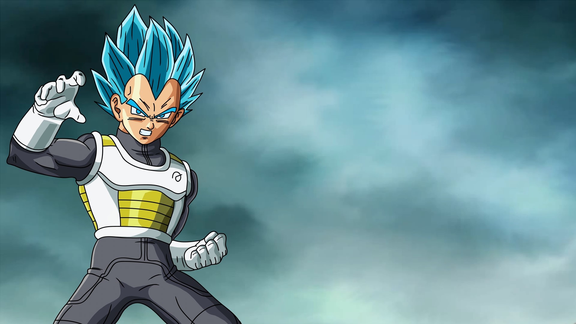 Vegeta with Blue Hair in Battle Stance HD Wallpaper
