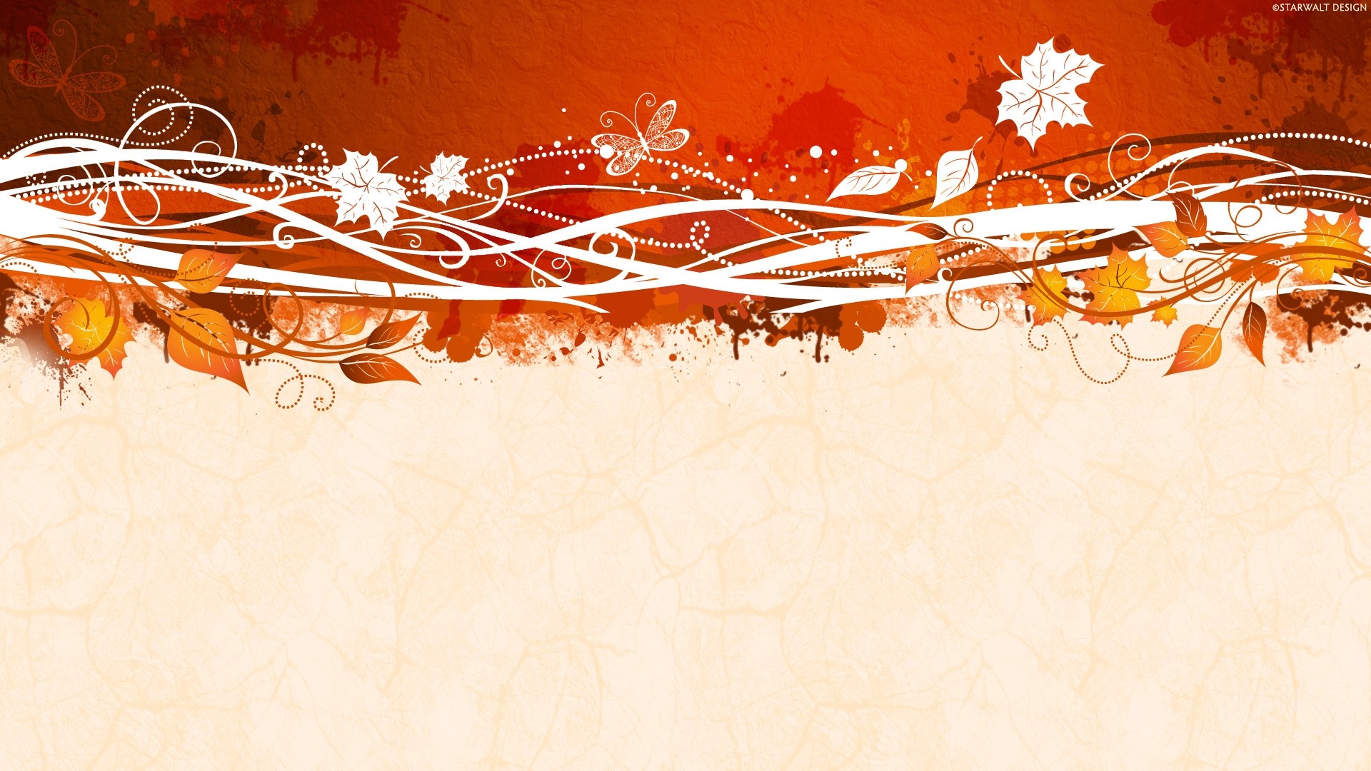 Autumn Leaves and Swirls Design HD Wallpaper