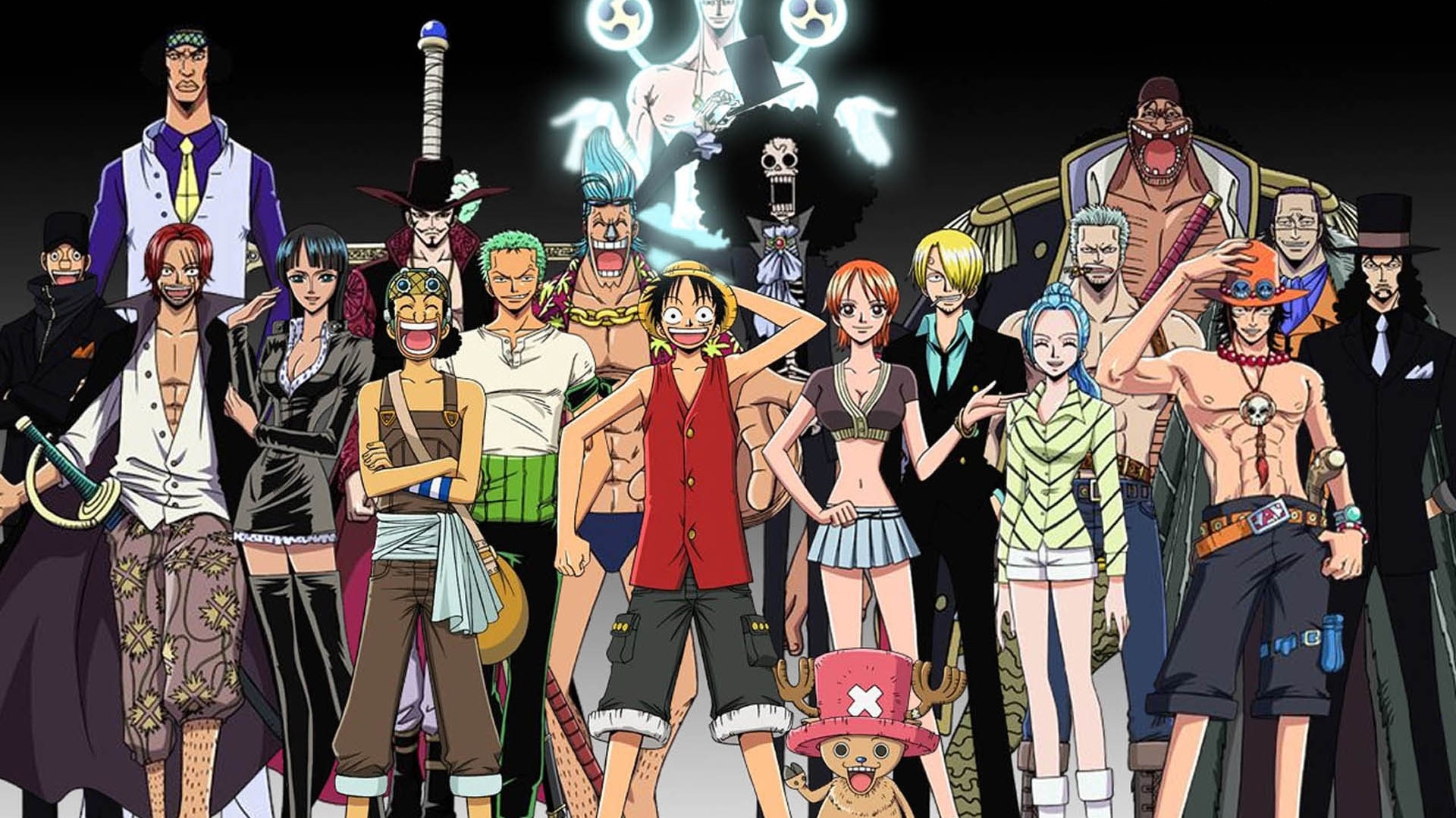 One Piece characters group portrait HD Wallpaper